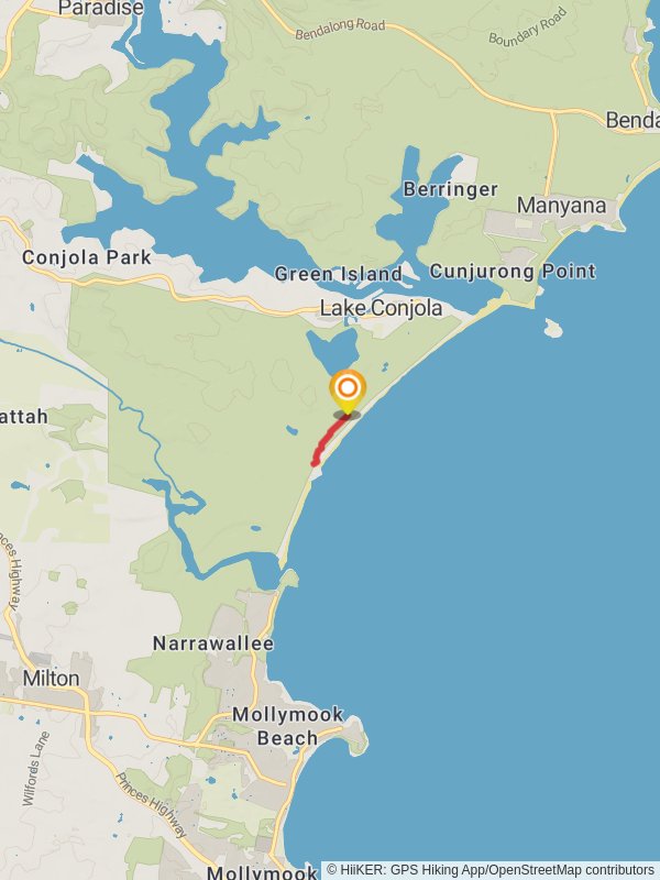 Burrawang Track - Conjola Beach to Buckleys Point mobile static map