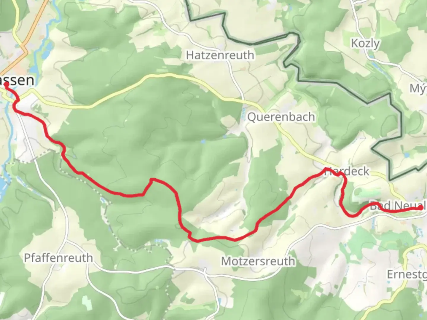 An image depicting the trail Waldsassen to Neualbenreuth via Nurtschweg and its surrounding area.