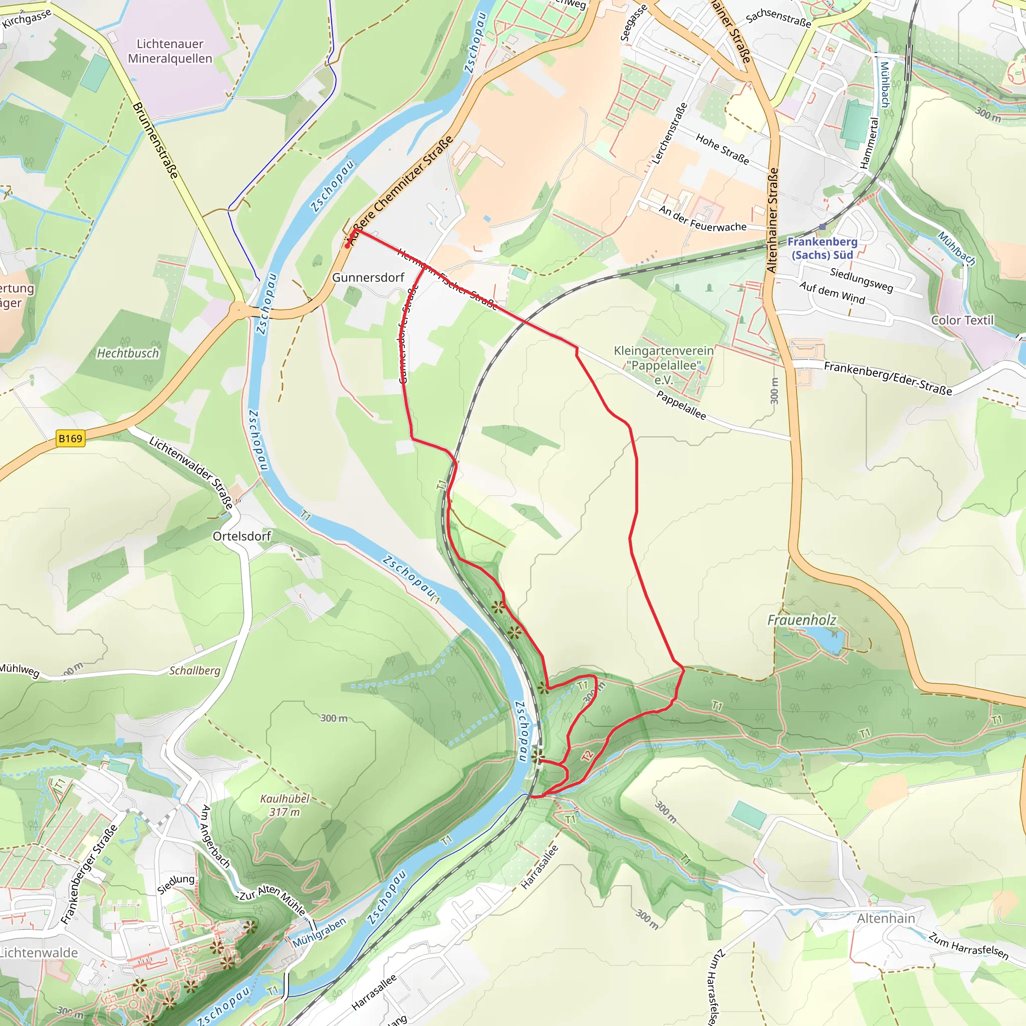 Zschopautal Wanderweg mobile static map