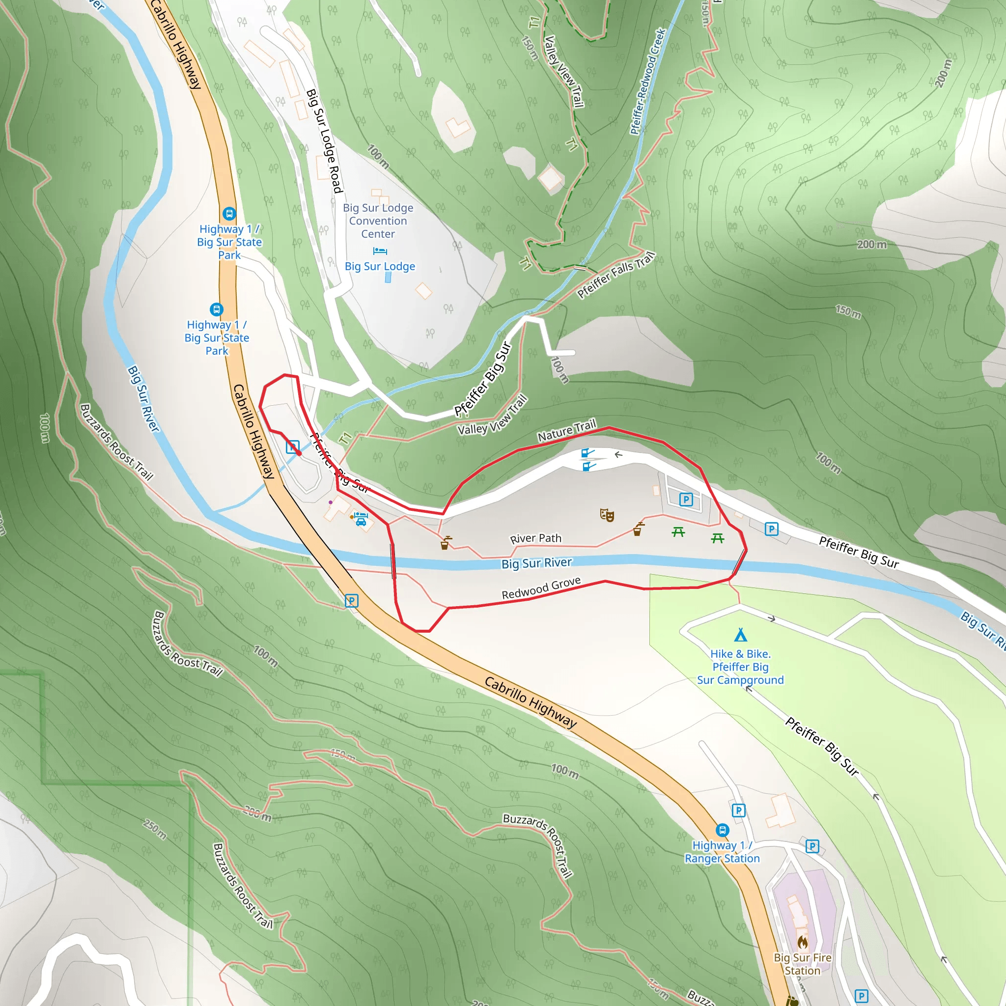 Redwood Grove and Nature Loop Trail mobile static map