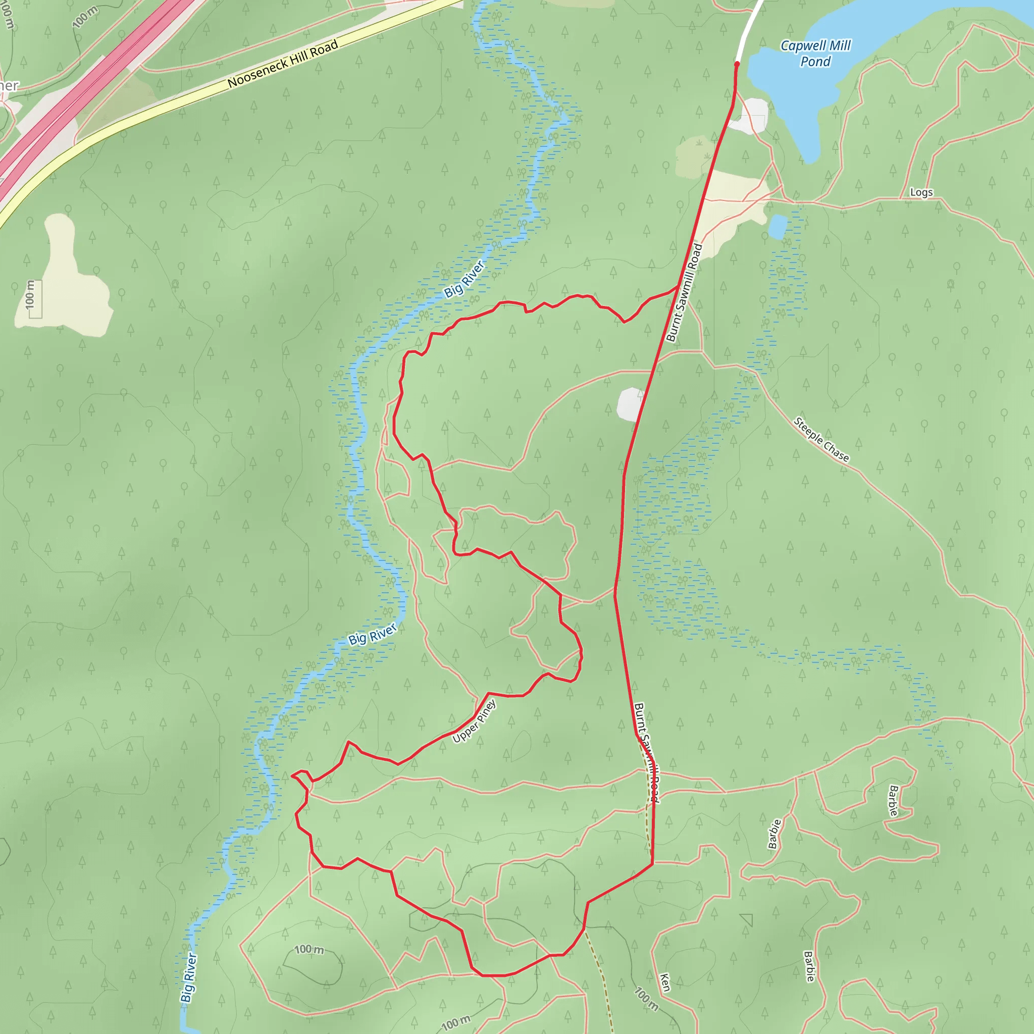 Burnt Sawmill Road and Upper Piney Loop mobile static map