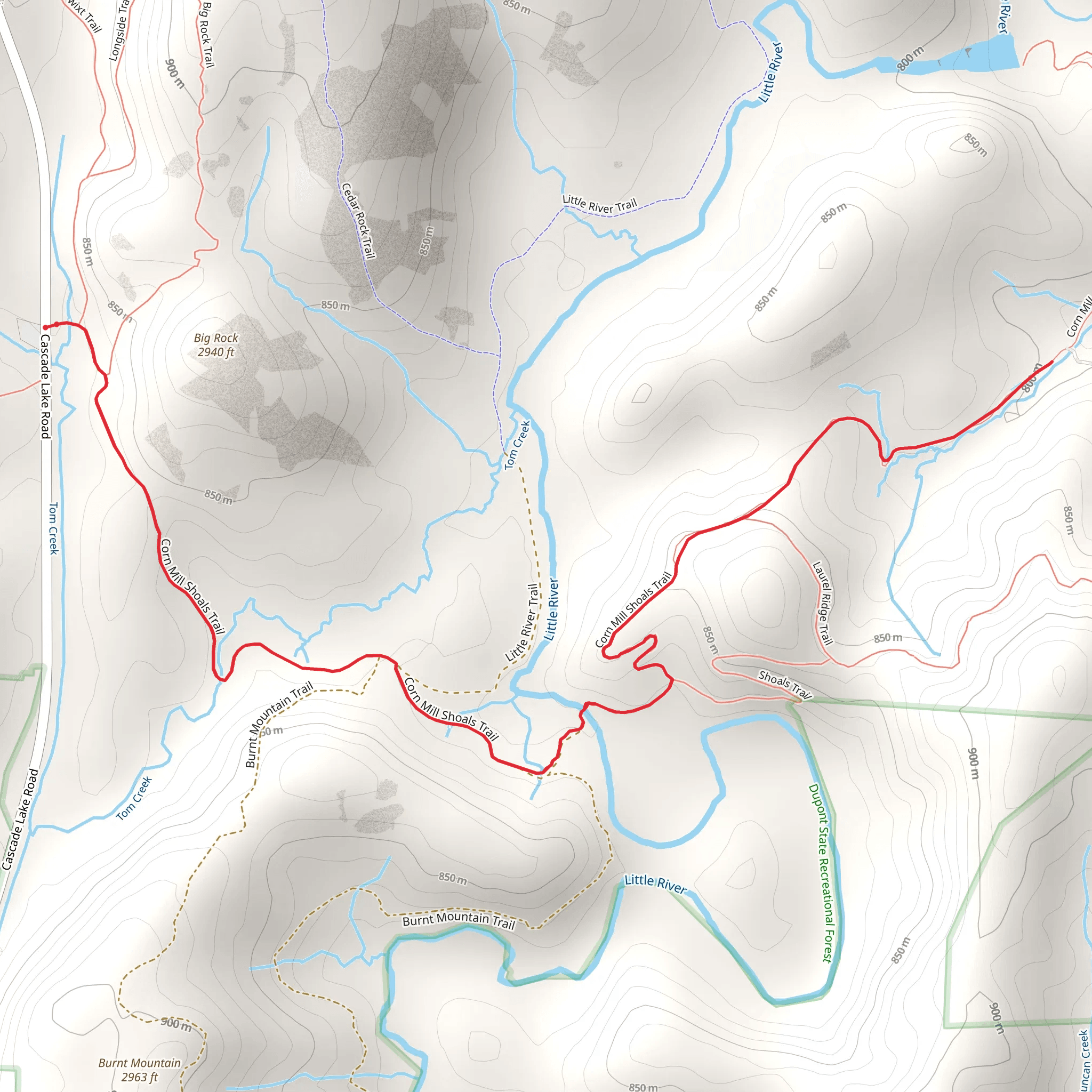 Corn Mill Shoals Trail mobile static map