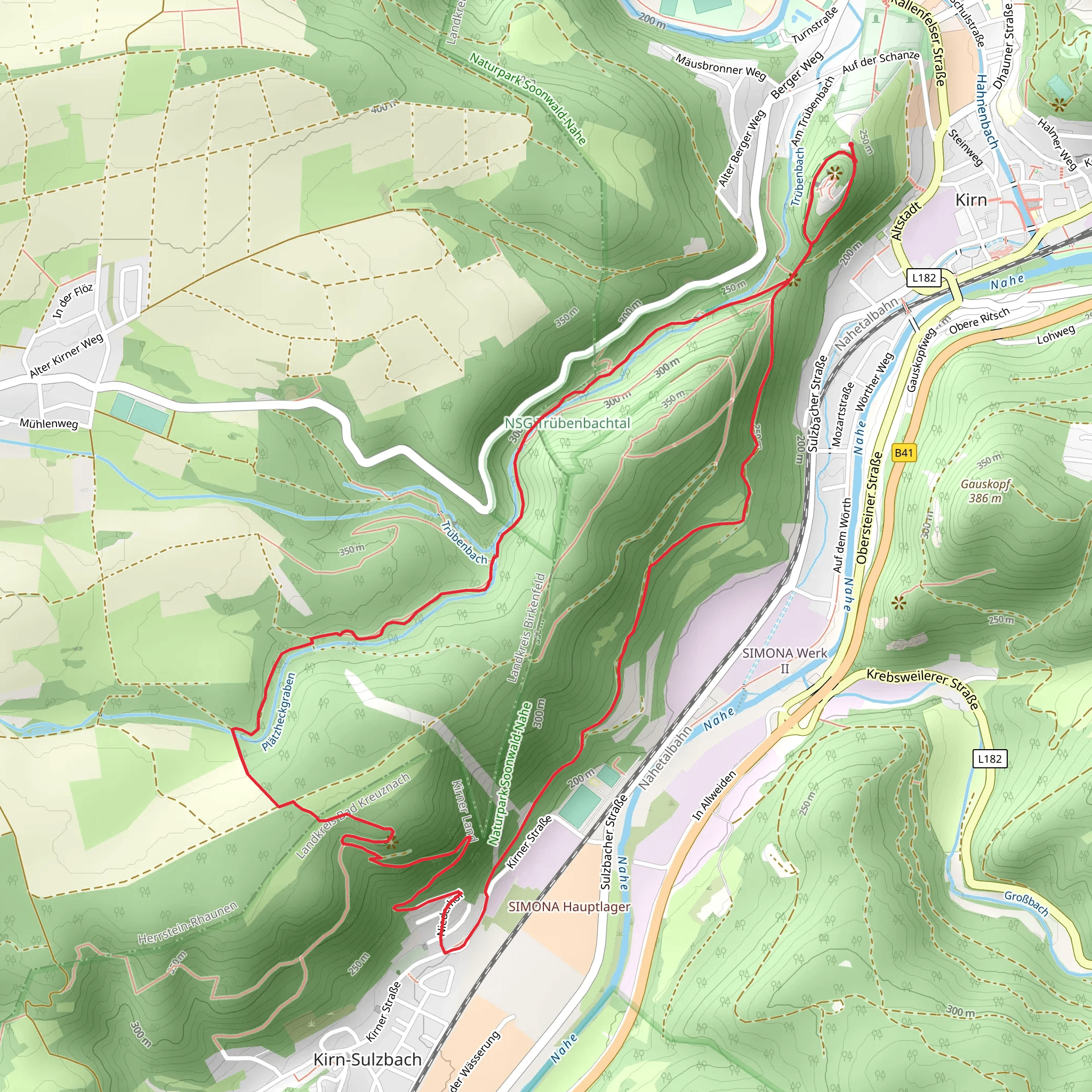 Drei-Burgen Weg and Nahehoehenweg mobile static map