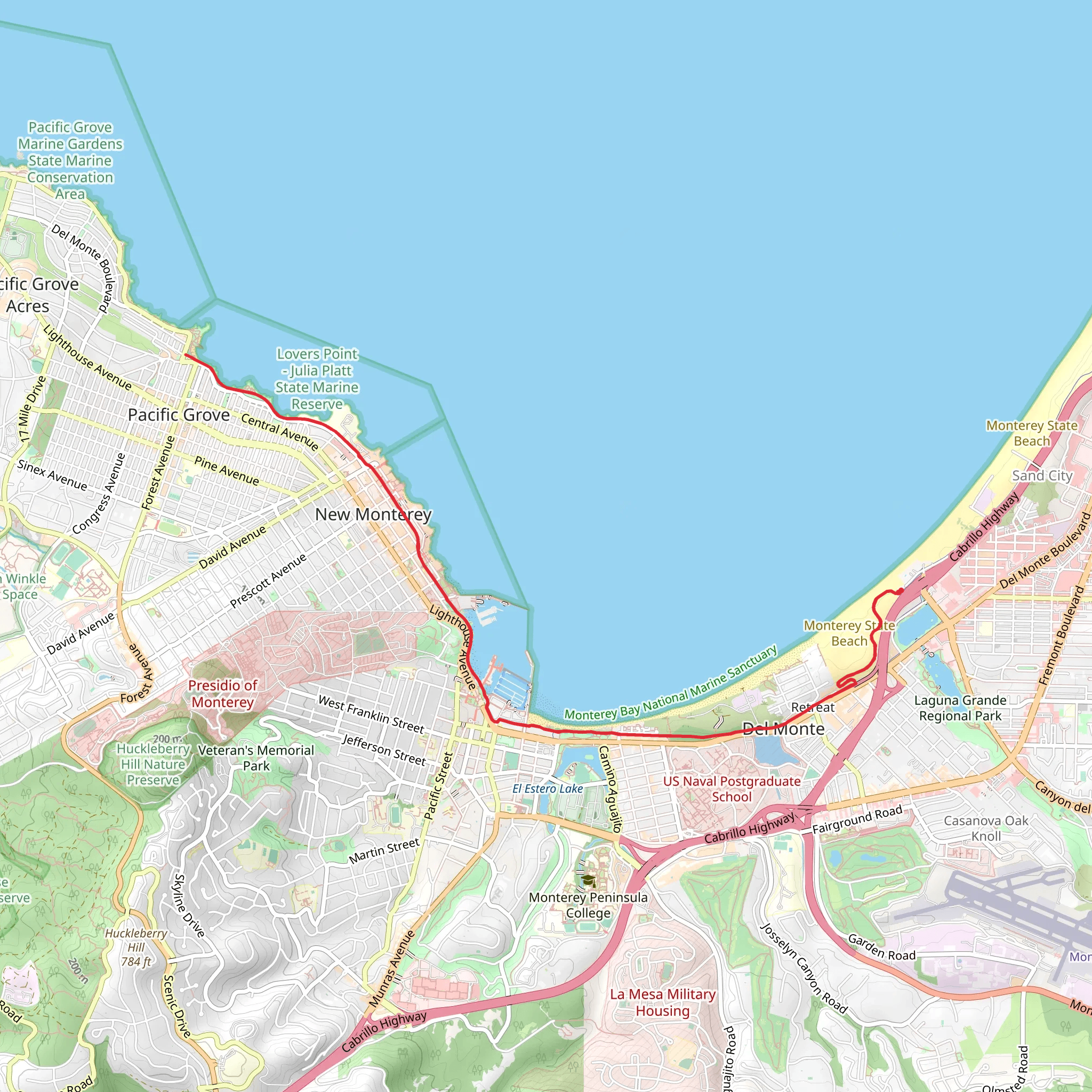 Monterey Bay Coastal Trail mobile static map