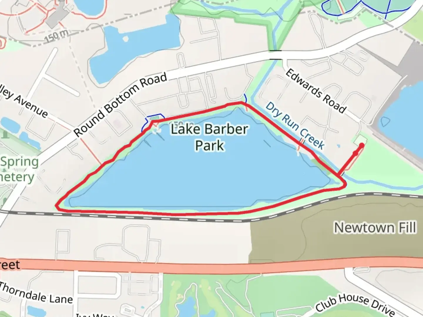 An image depicting the trail Dry Run Creek Loop and its surrounding area.