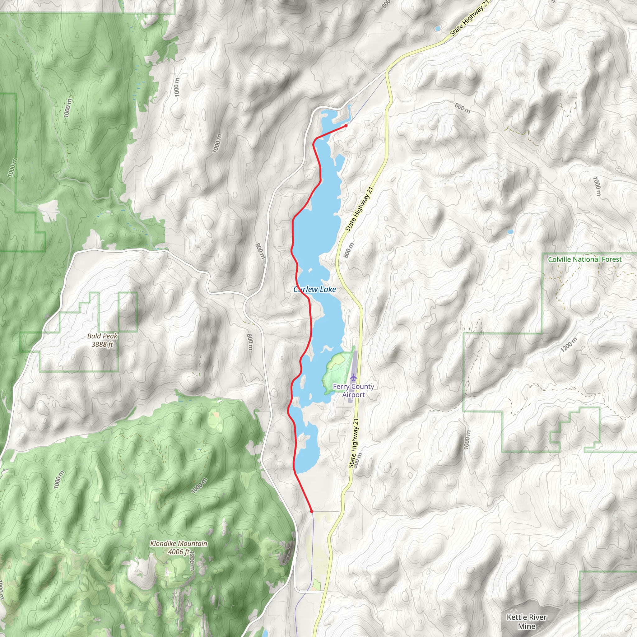 Ferry County Rail Trail - Curlew Lake mobile static map