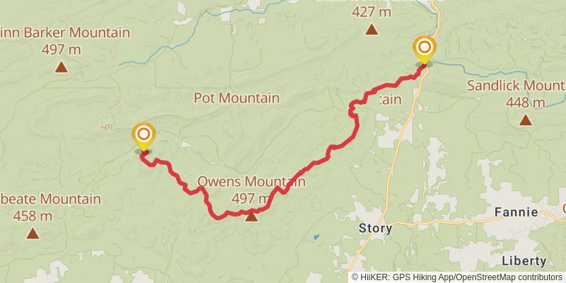 Ouachita National Recreation Trail stage 10 Map