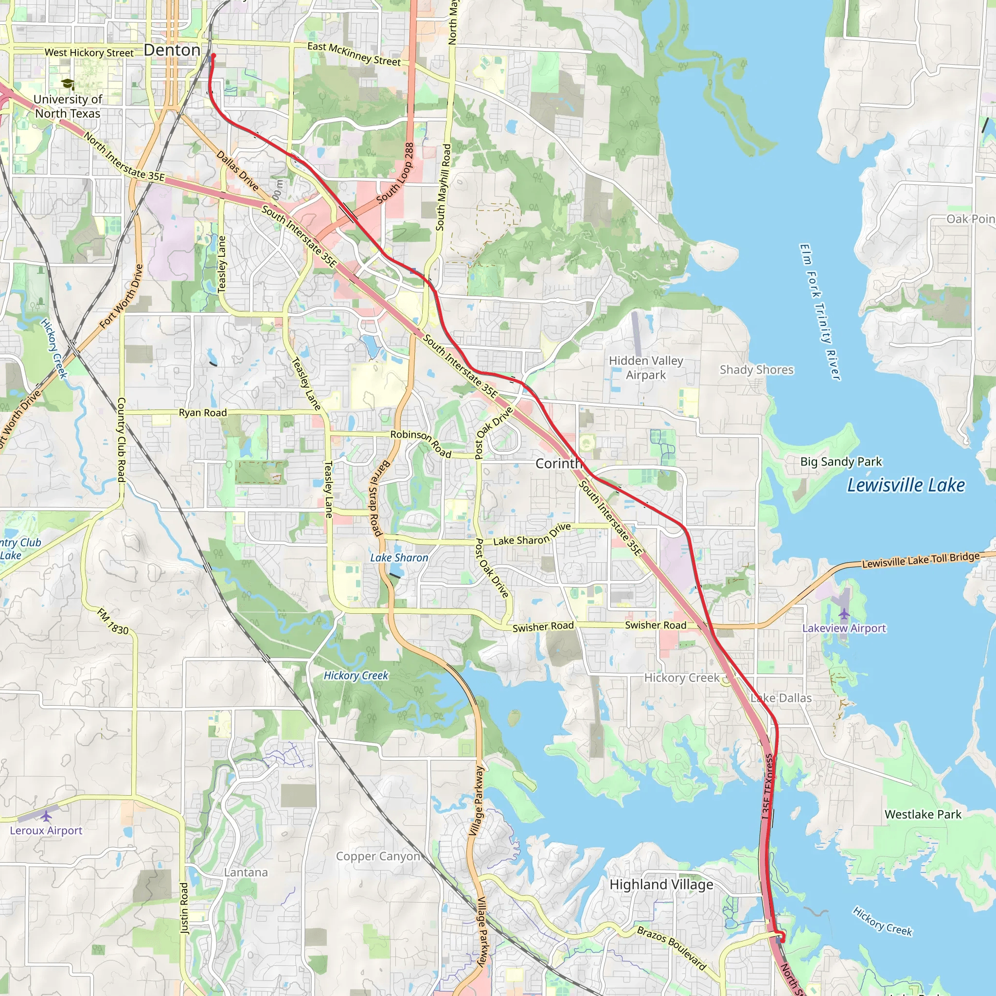 A-Train Rail Trail from Denton mobile static map