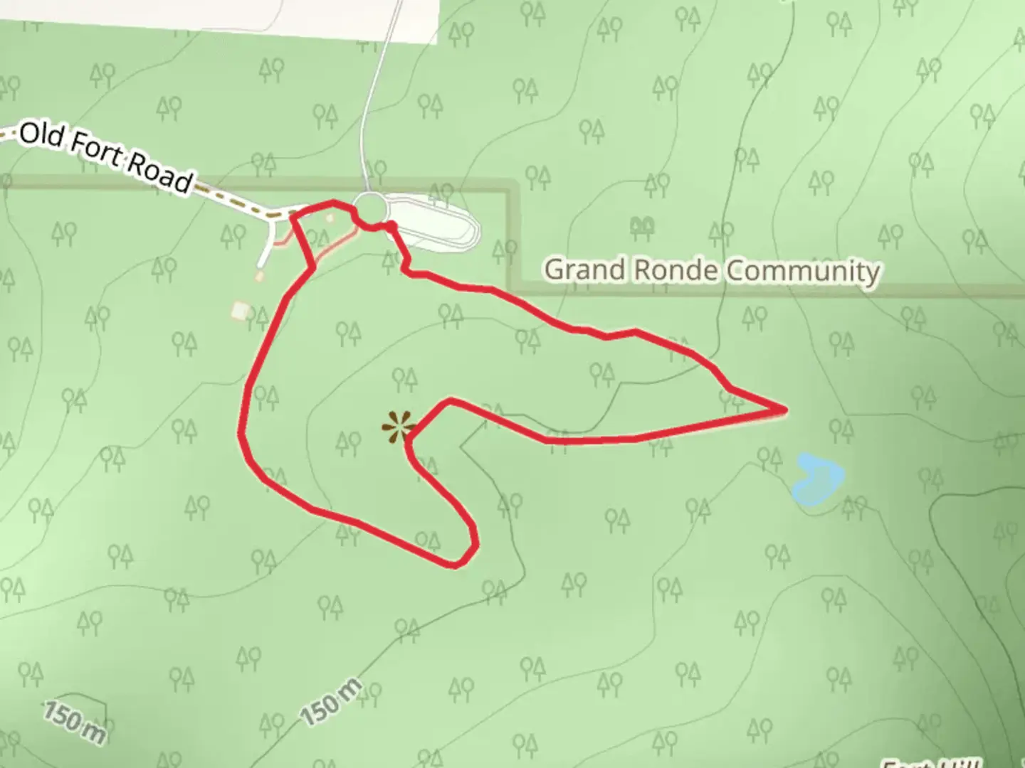 An image depicting the trail Fort Yamhill State Heritage Area Loop and its surrounding area.