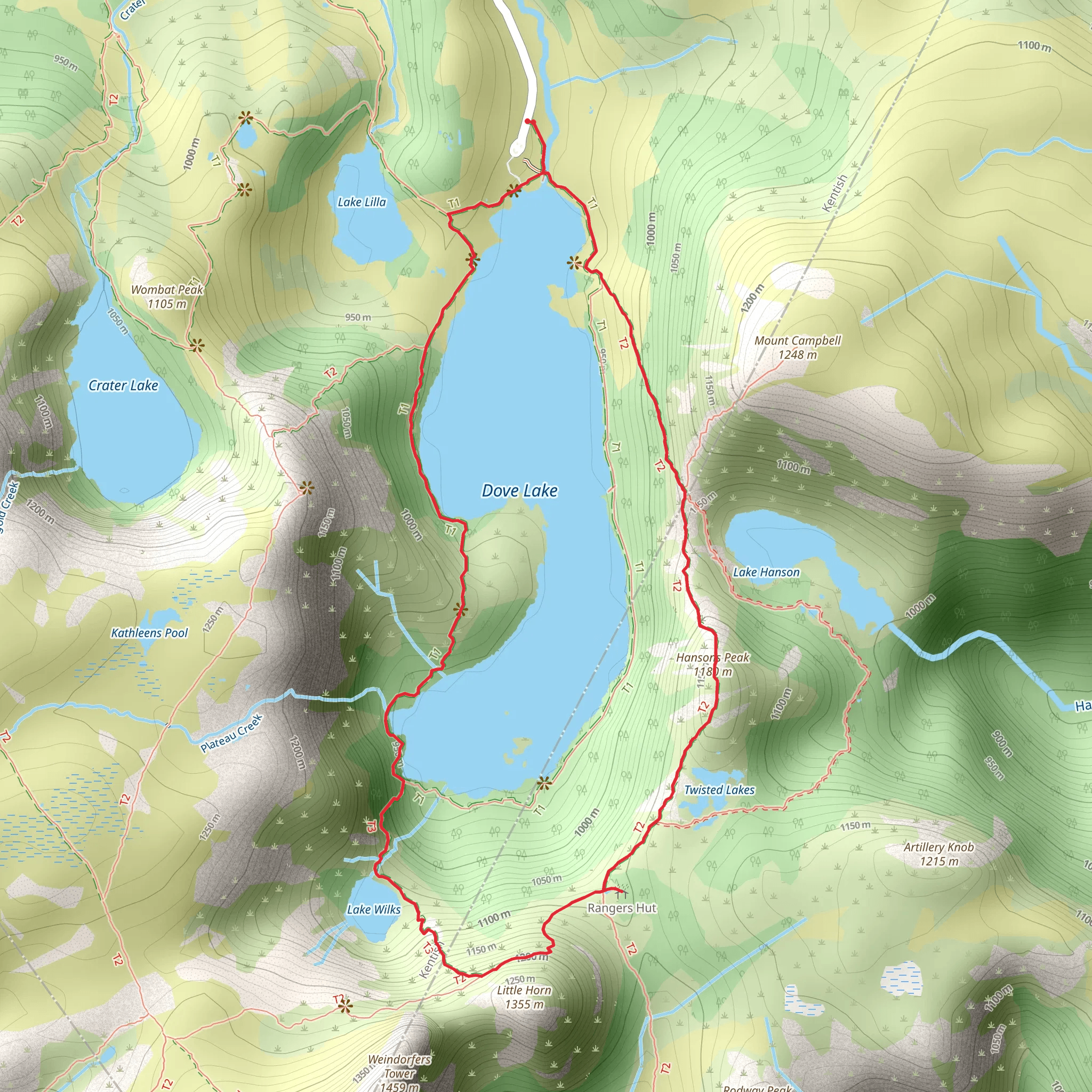 Hansons Peak via Little Horn and Lake Wilks mobile static map