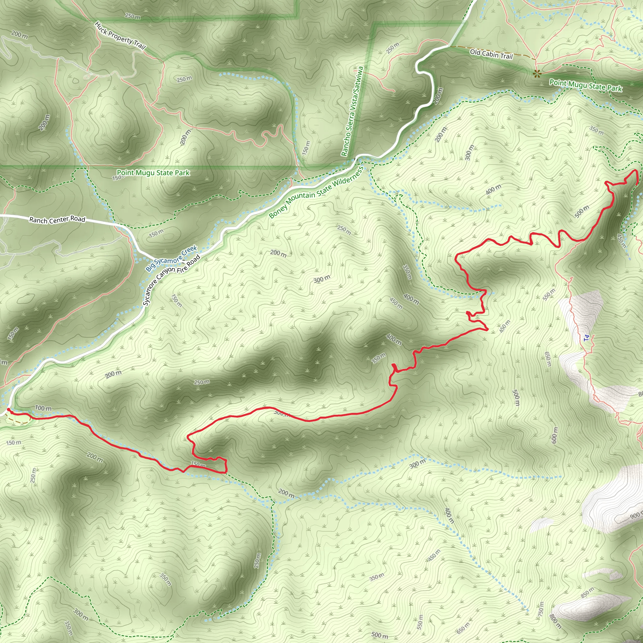 Old Boney Trail via Backbone Trail mobile static map