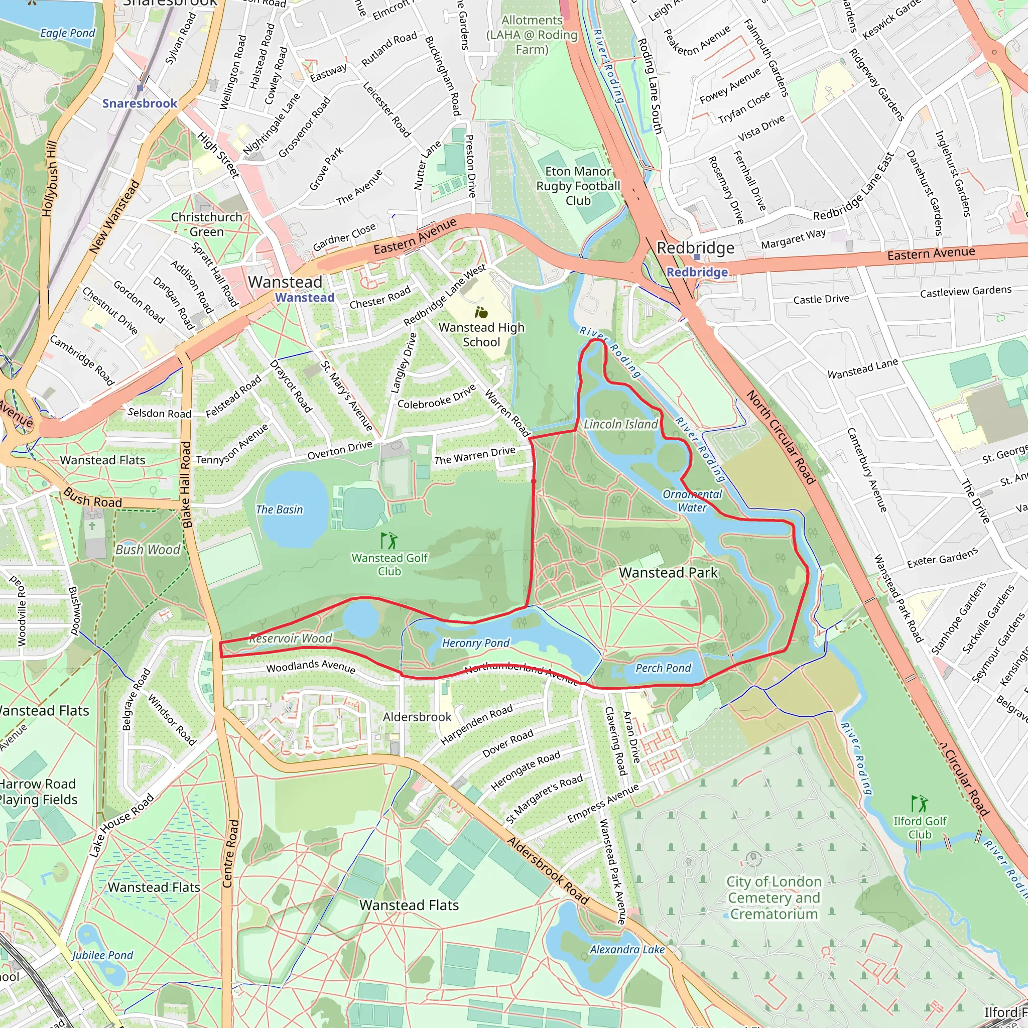 Wanstead Park Loop mobile static map