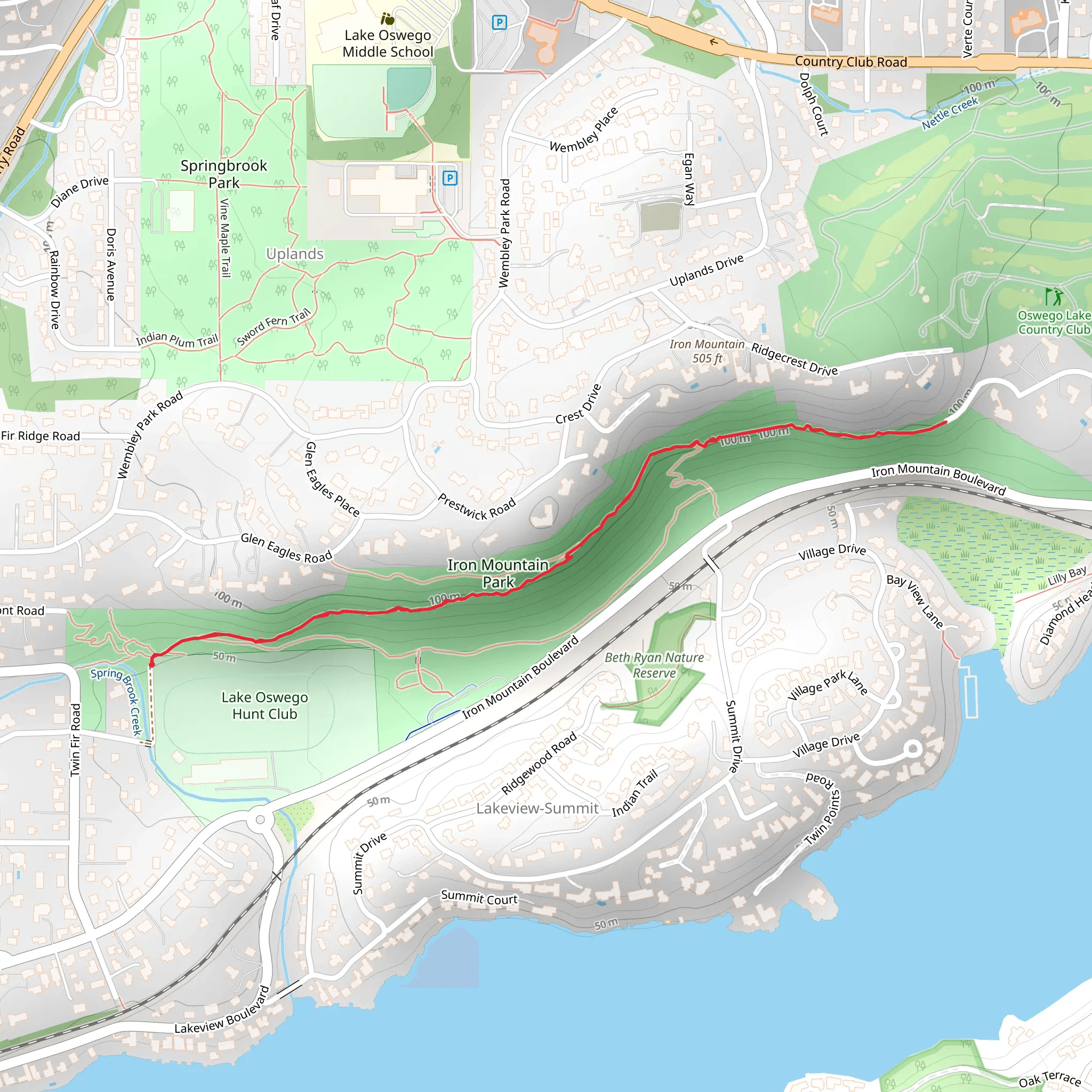 Iron Mountain Park Walk from Brookside Road mobile static map