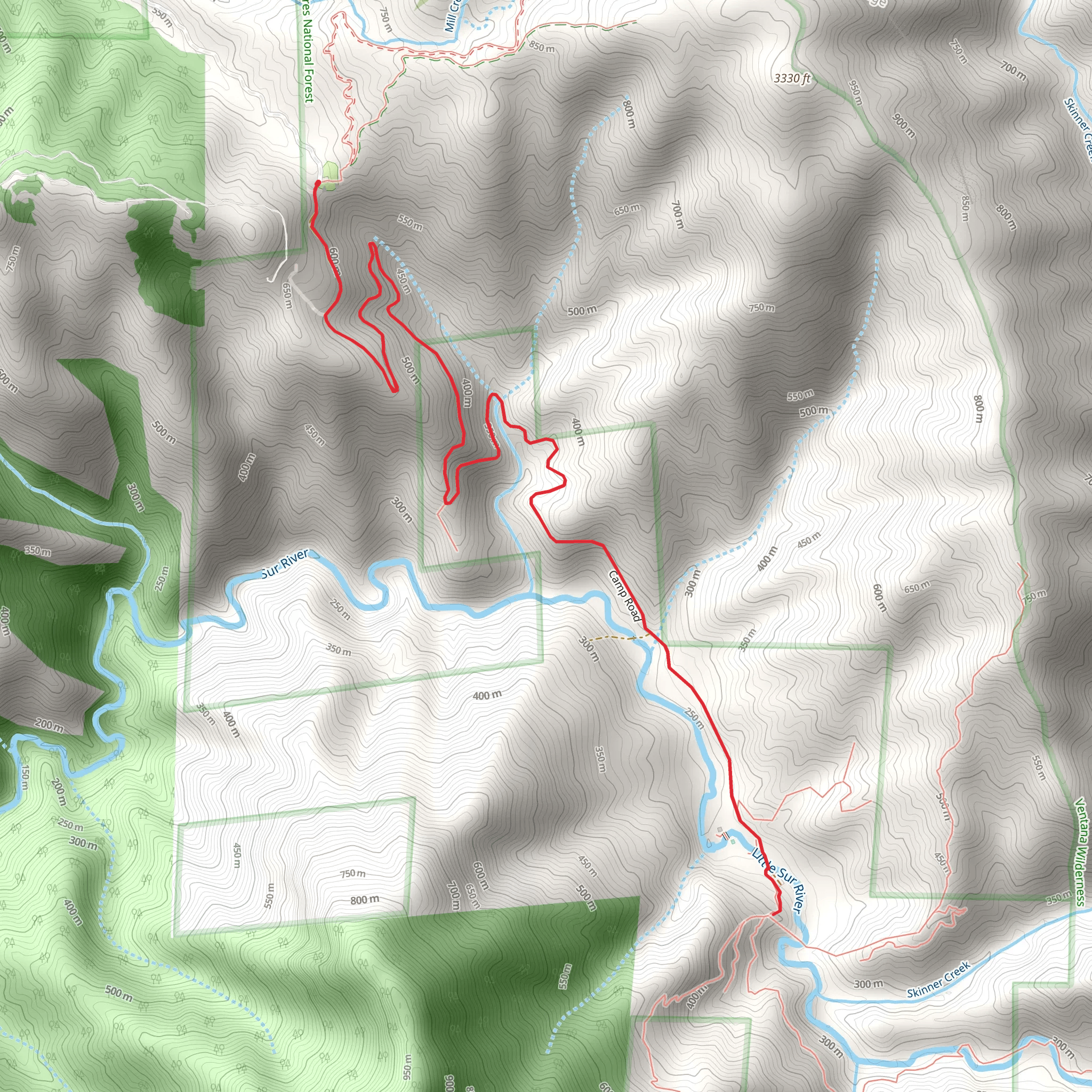 Pico Blanco Falls and Little Sur River mobile static map
