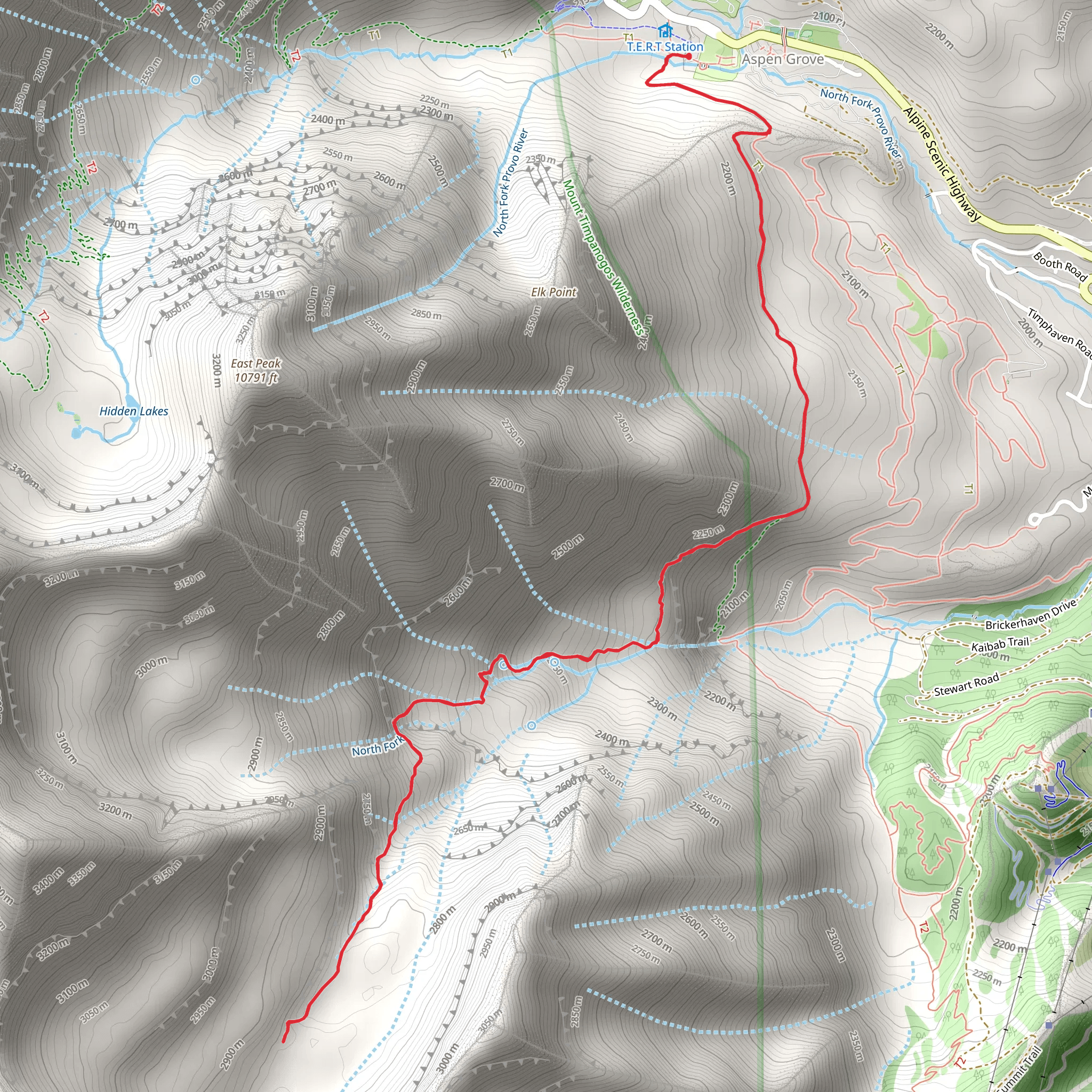 Big Provo Cirque Trail mobile static map