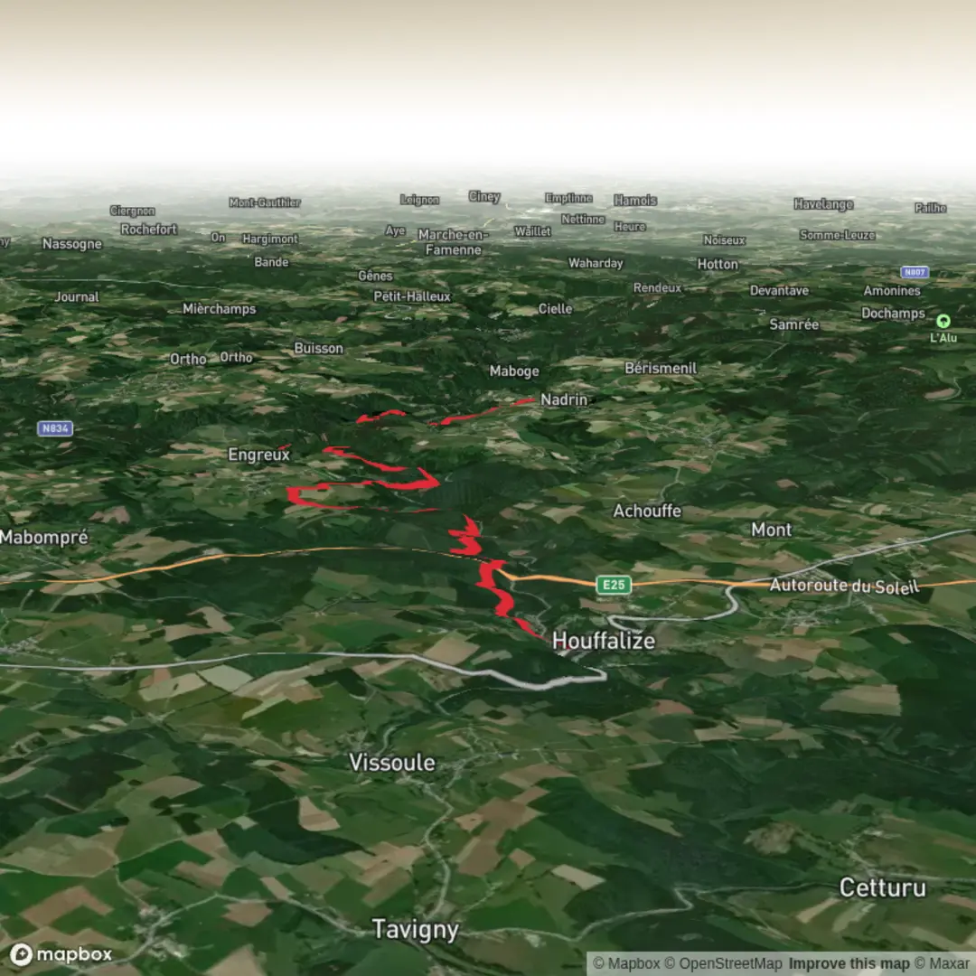 An image depicting the trail Houffalize naar Nadrin and its surrounding area.