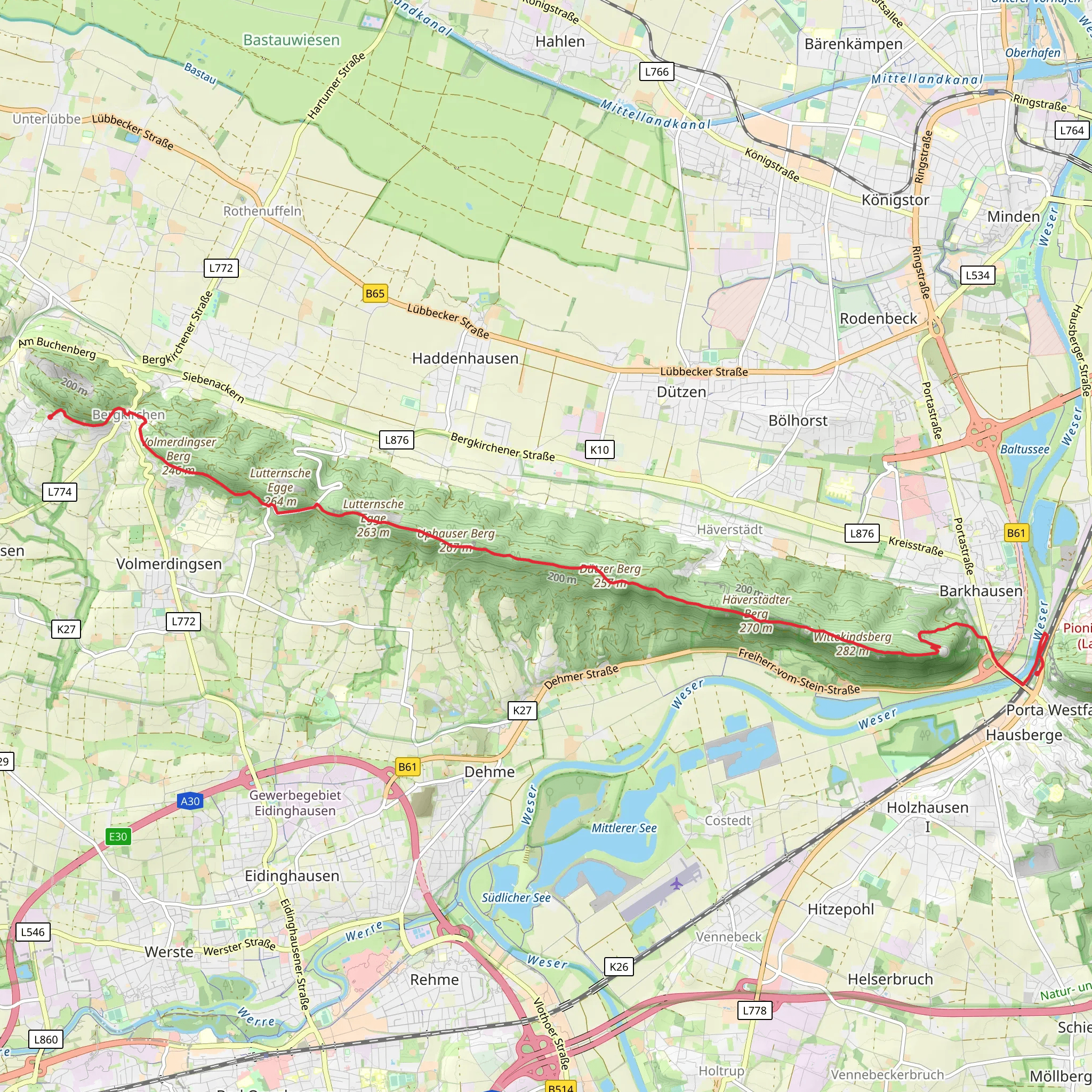 Bergkirchen to Barkhausen via Muehlensteih mobile static map