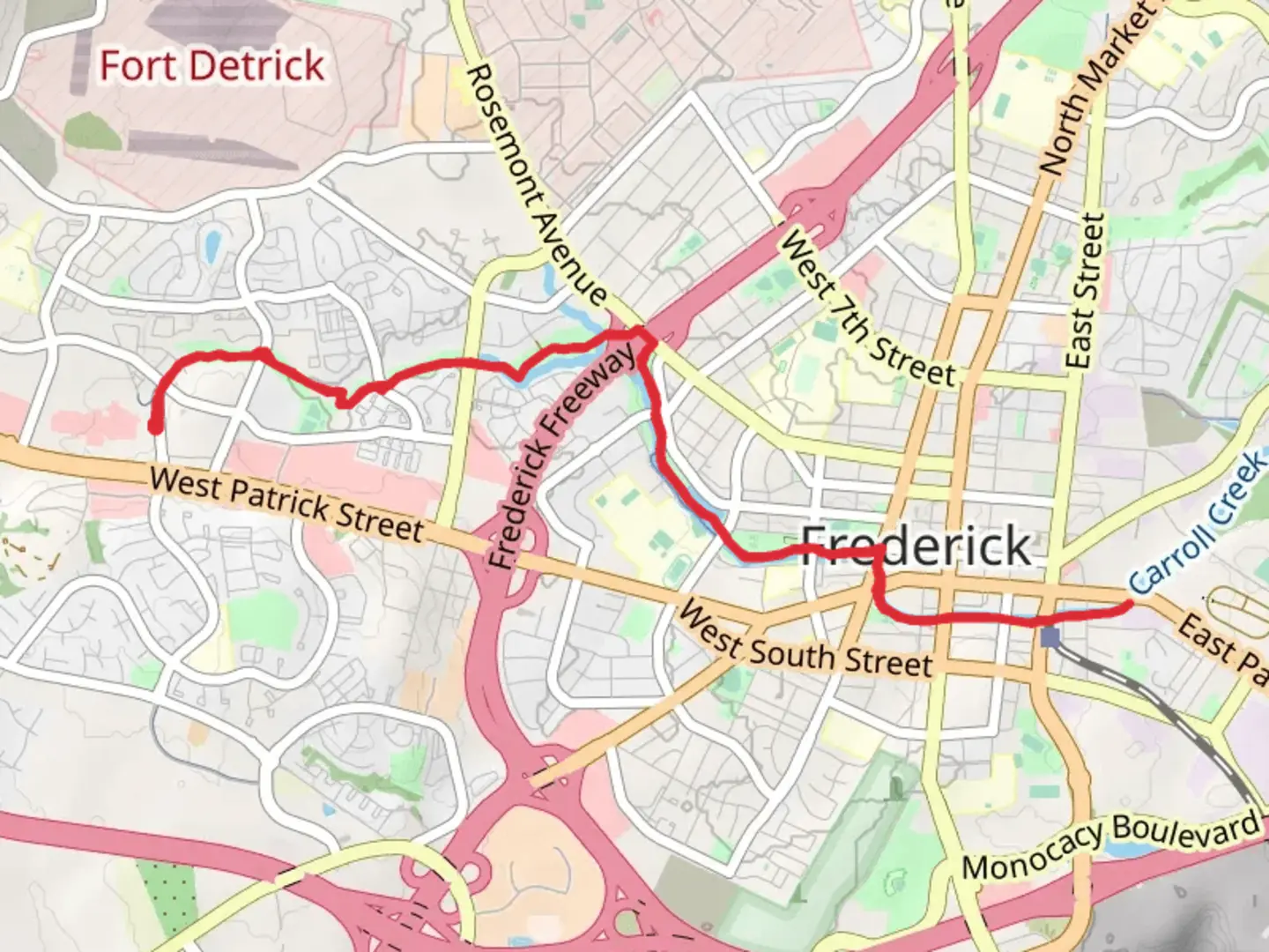 An image depicting the trail Rock Creek Trail and Corroll Creek and its surrounding area.
