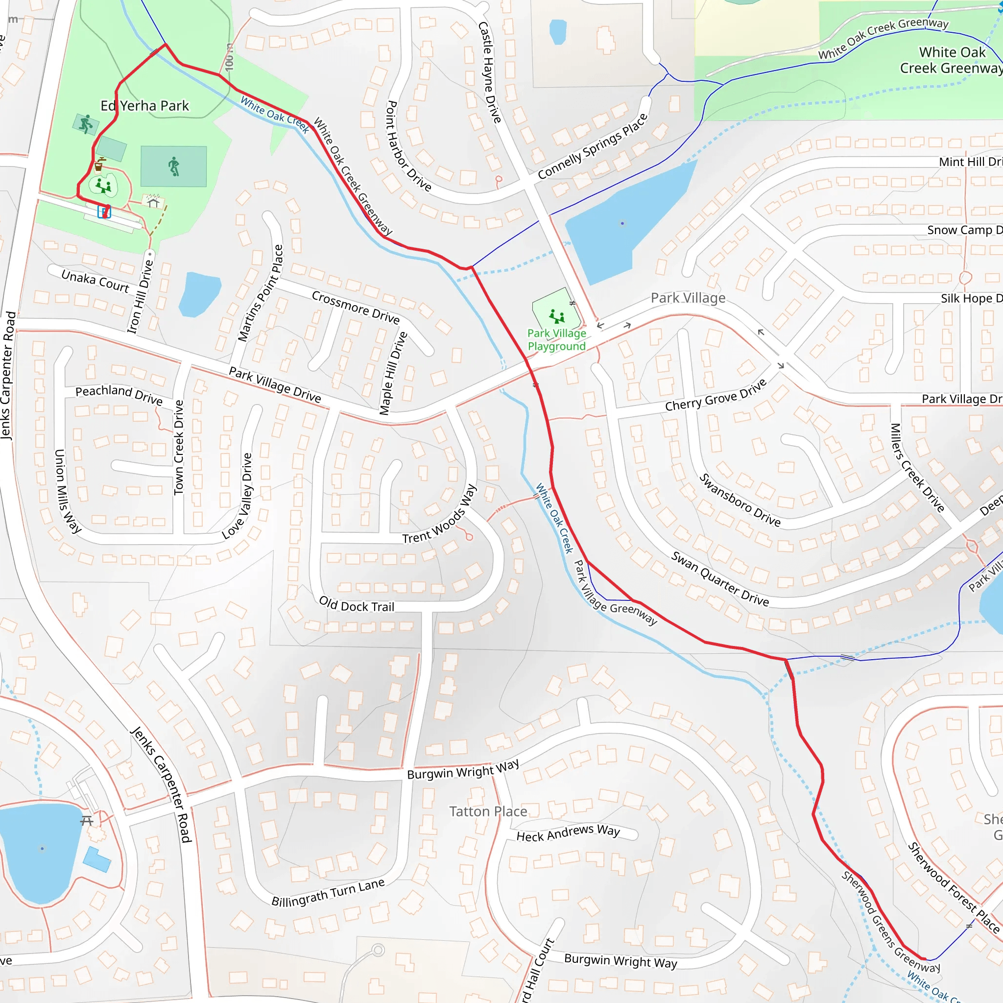 Sherwood Greens Greenway - White Oak Park mobile static map