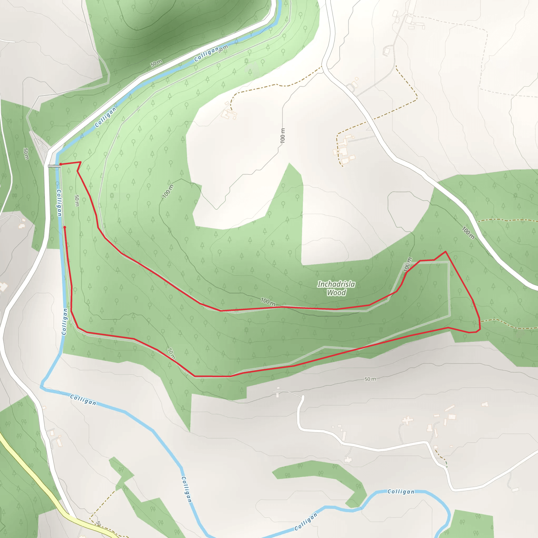 Colligan Wood - Inchadrisla Loop mobile static map