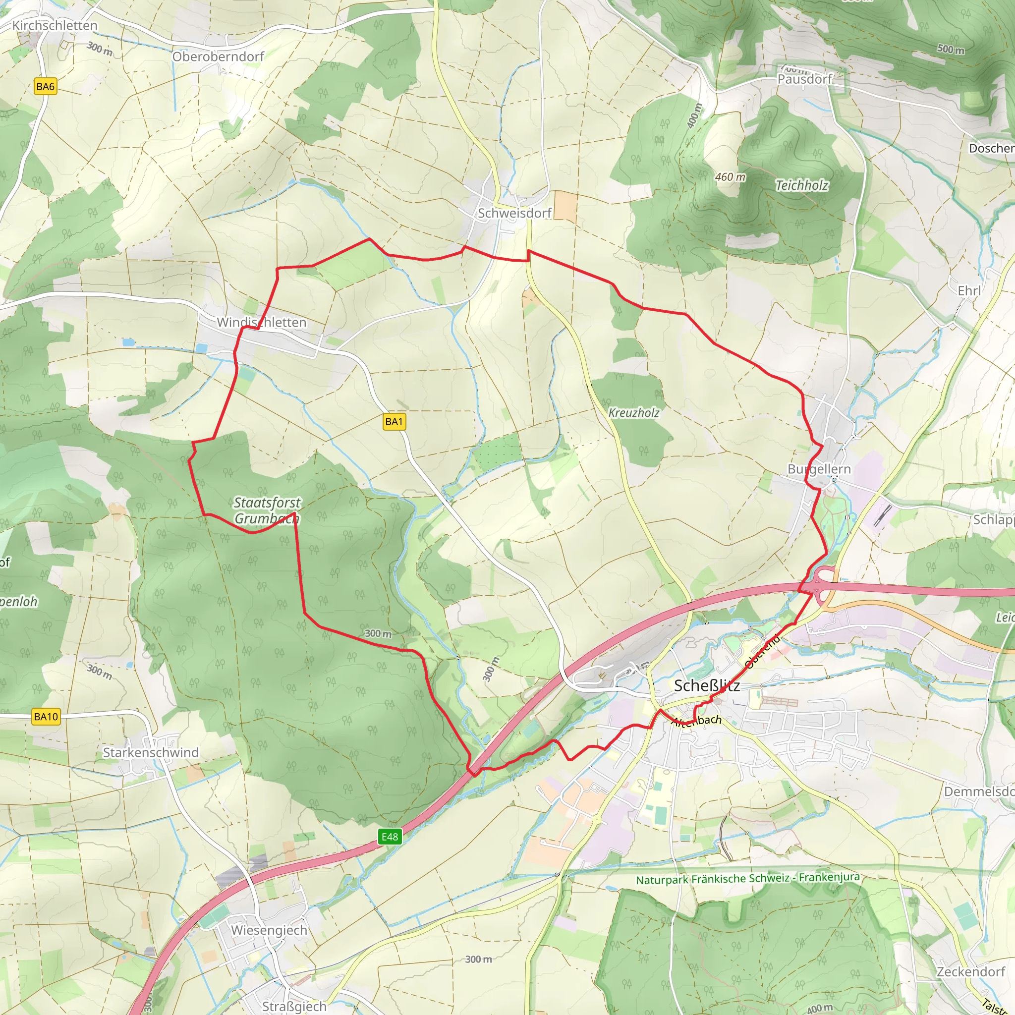 Main Donau Weg and Pfaddenritt mobile static map