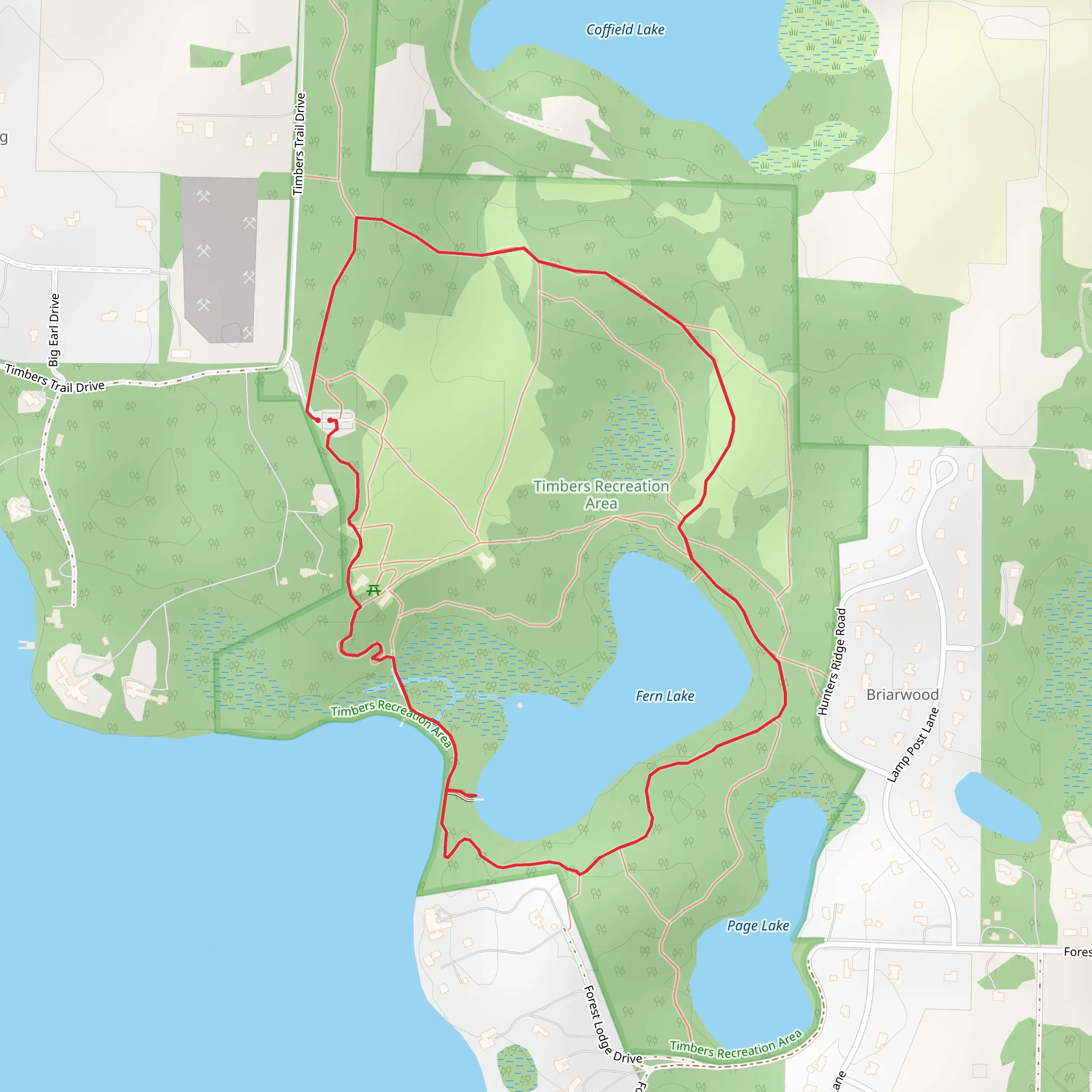Timbers Recreation Area and Fern Lake Loop mobile static map
