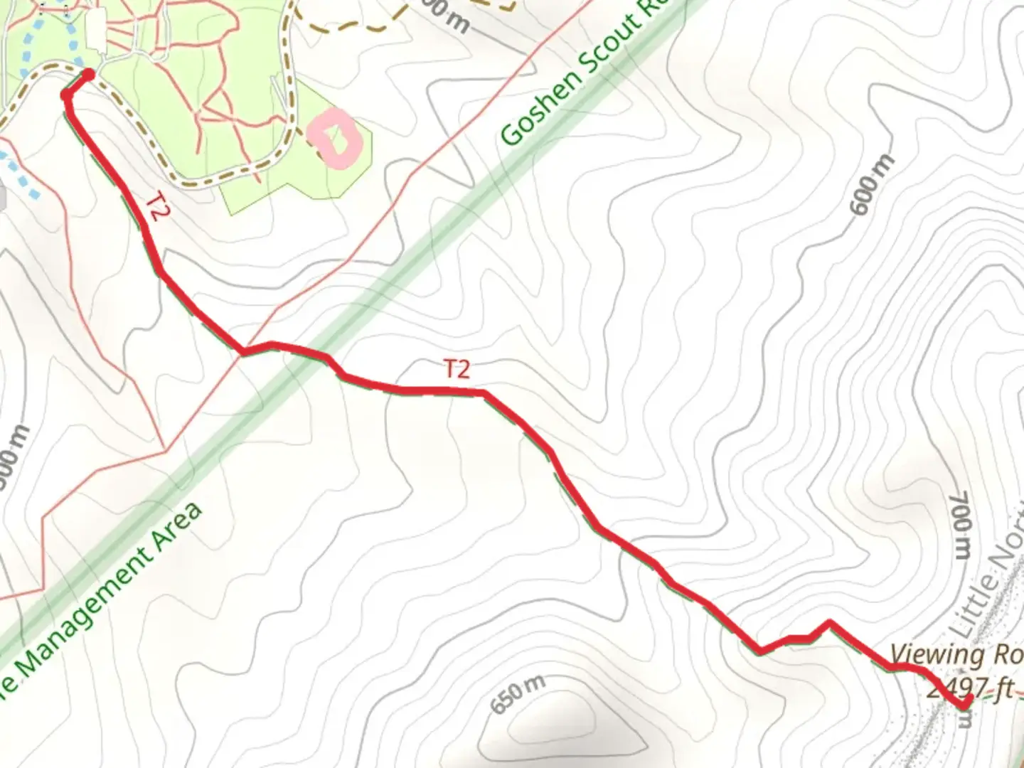 An image depicting the trail Viewing Rock Trail and its surrounding area.