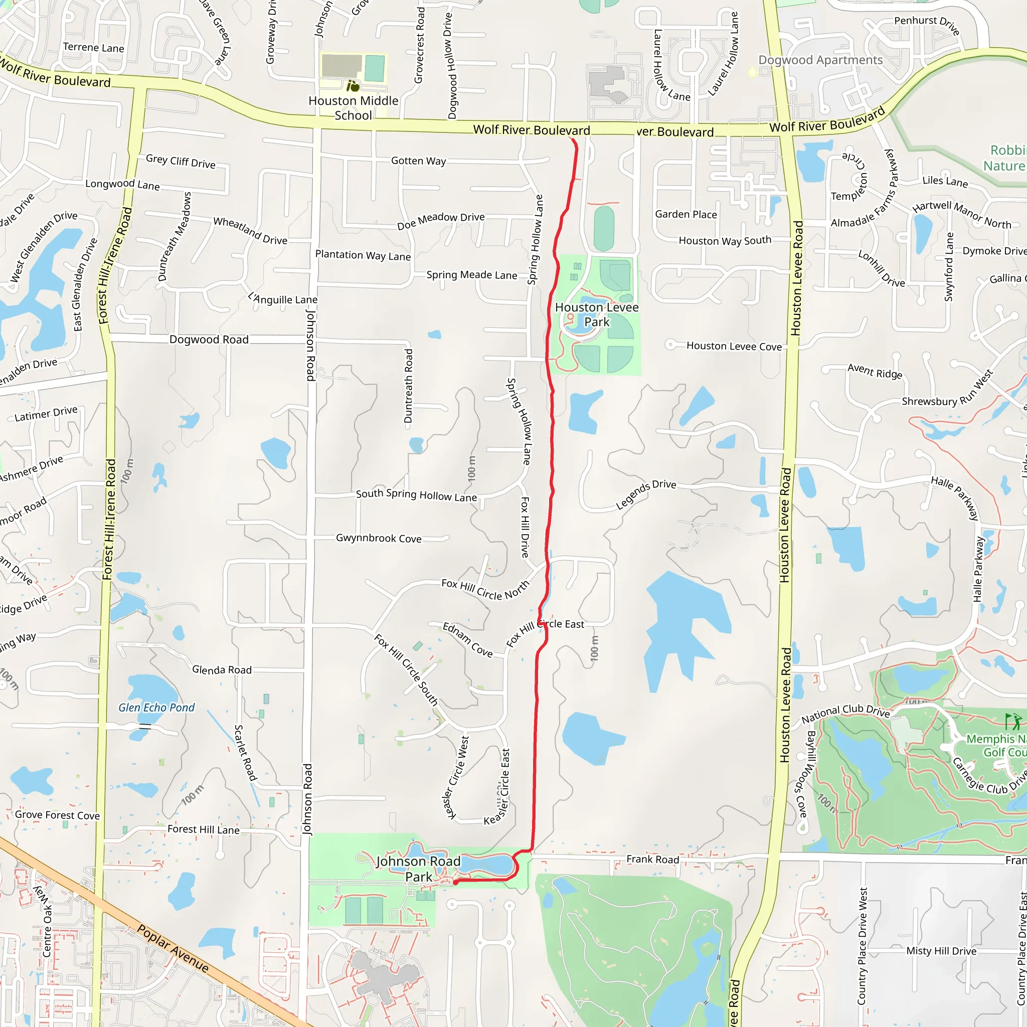 Johnson Road Park and Houston Levee Park mobile static map