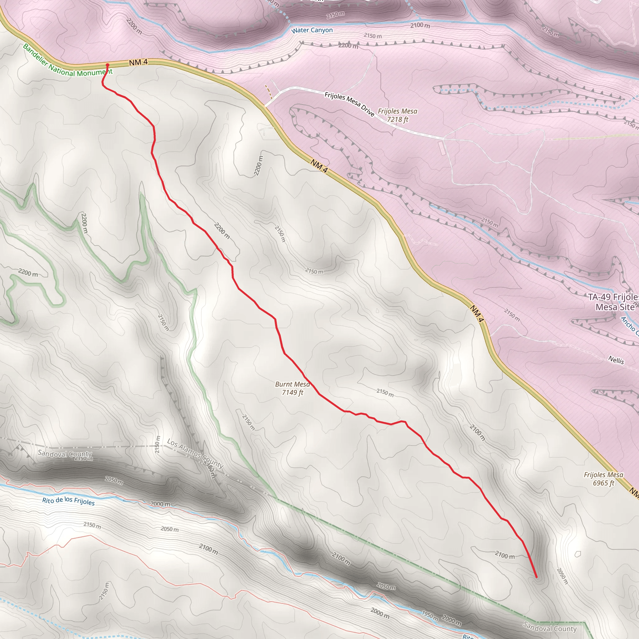 Burnt Mesa Trail mobile static map