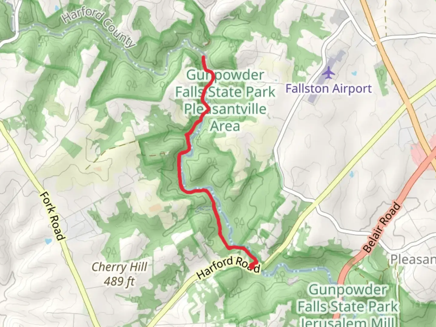 An image depicting the trail Little Gunpowder Trail - White and its surrounding area.