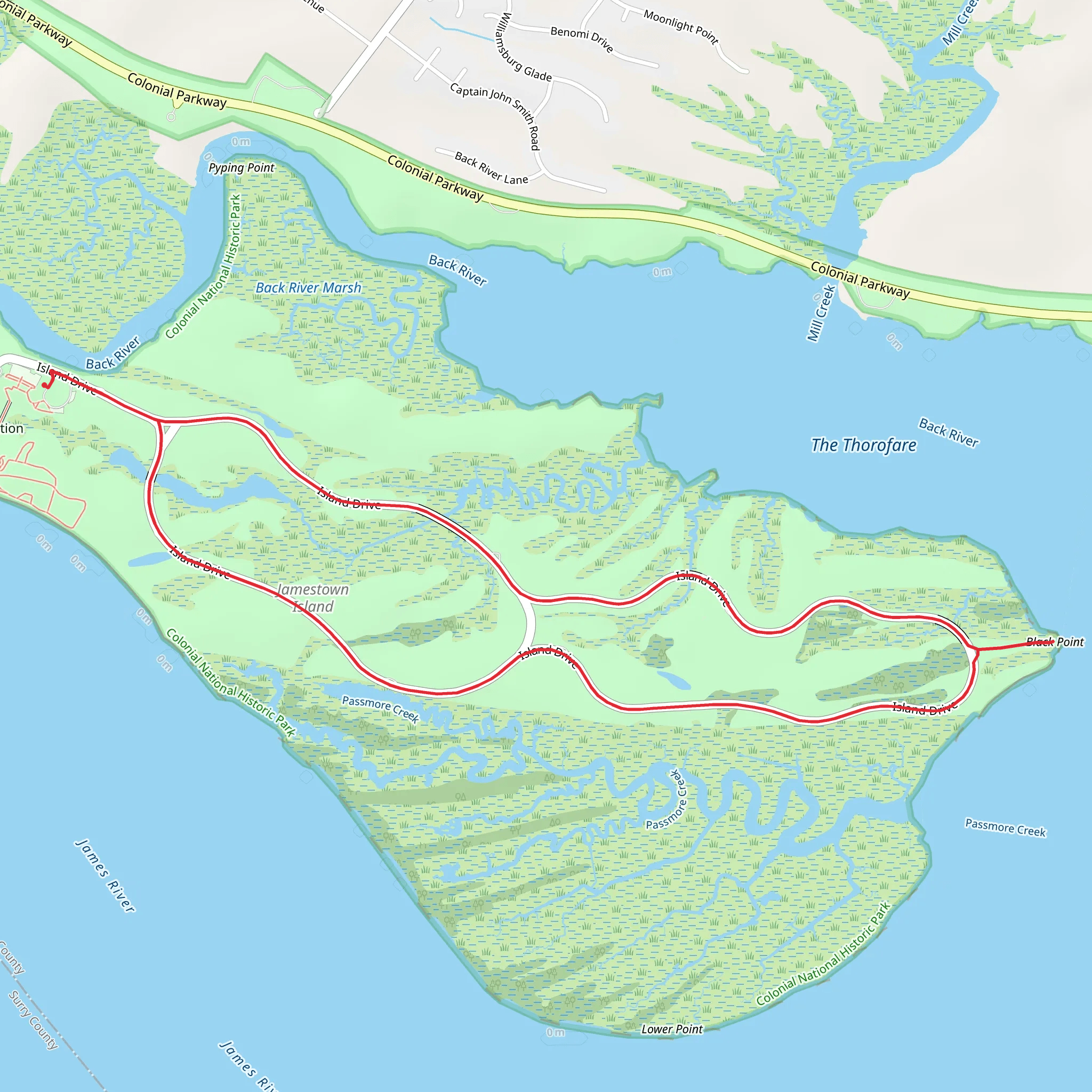 Colonial National Historic Park Loop mobile static map