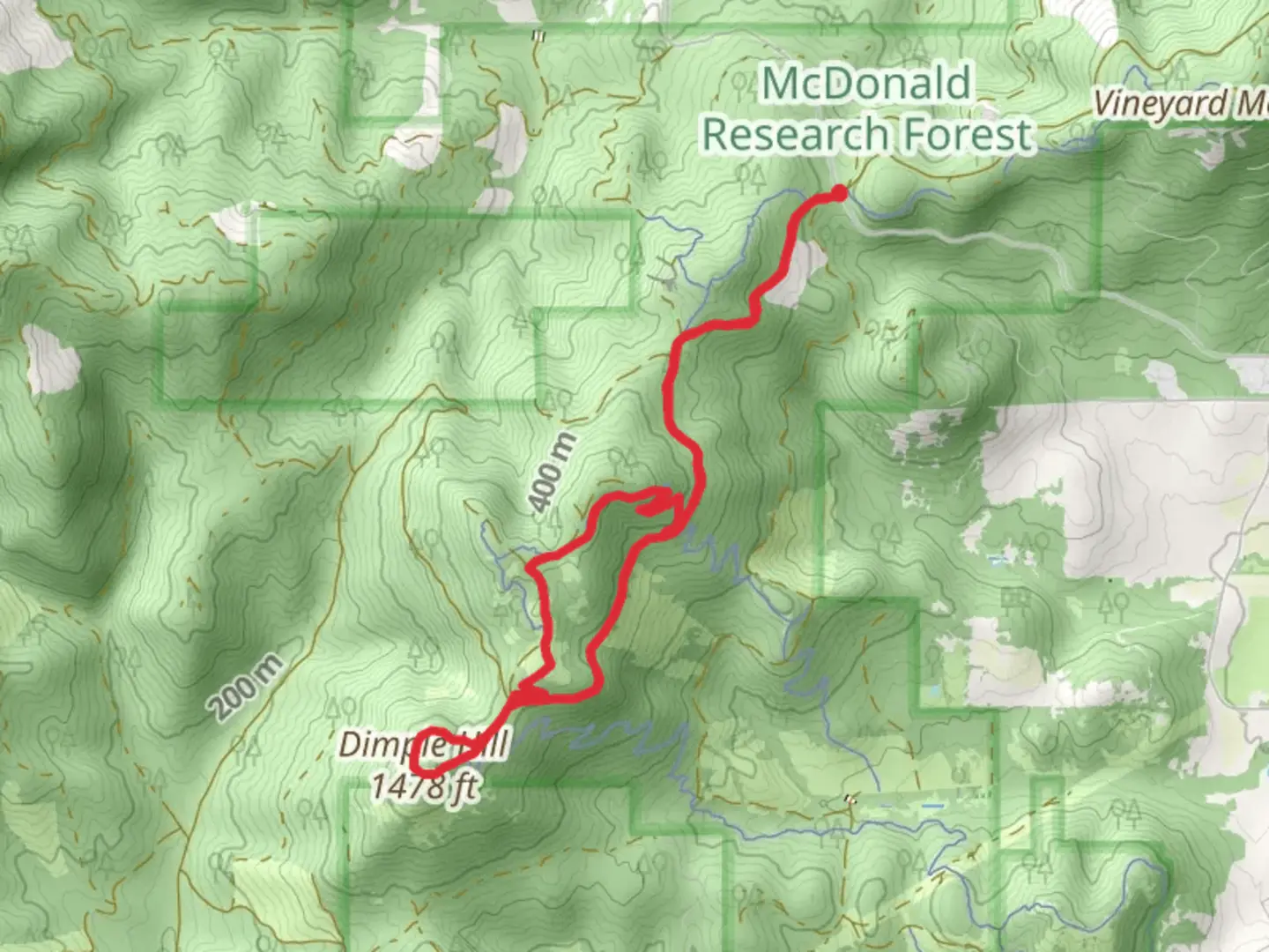 An image depicting the trail Dimple Hill Loop from Lewisburg Saddle and its surrounding area.