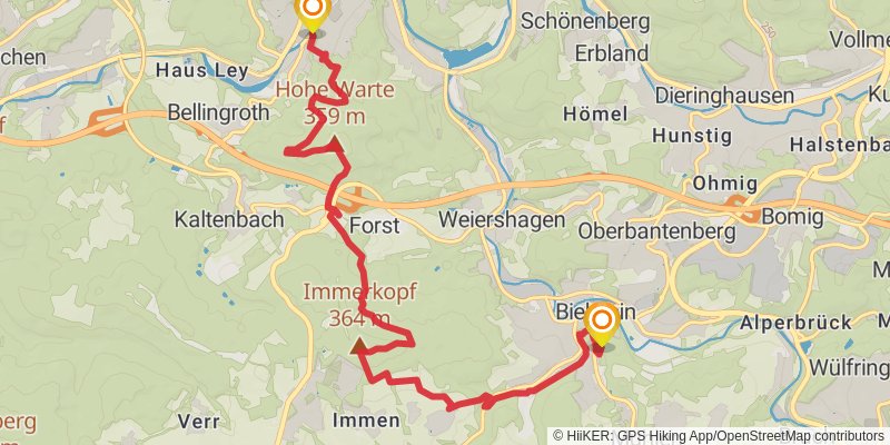 Bergischer Panoramasteig stage 14 Map