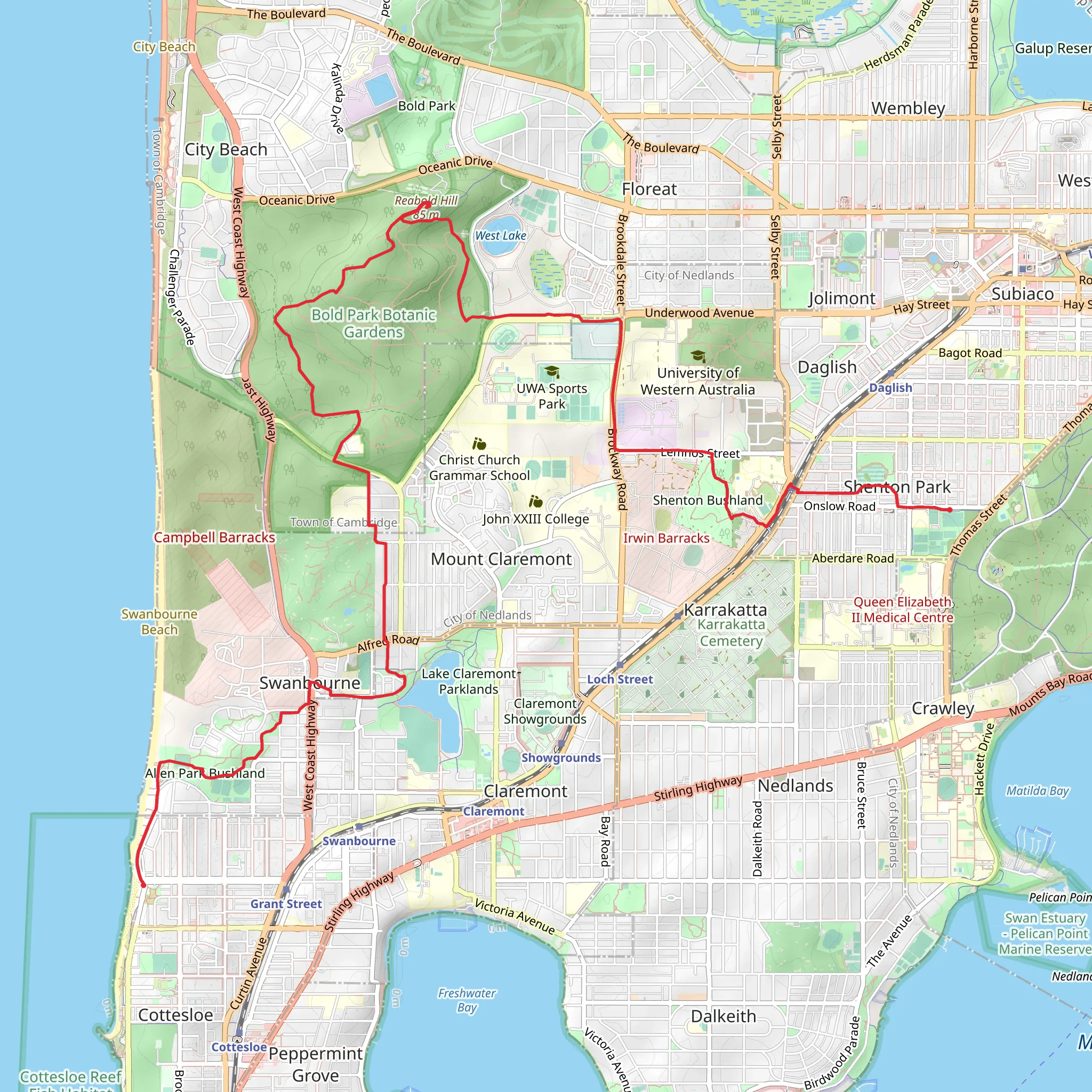 Bush to Beach Trail mobile static map