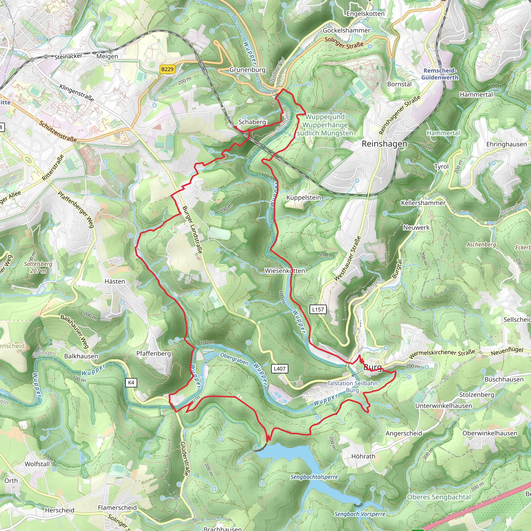 Schaberg and Schloss Burg Loop mobile static map