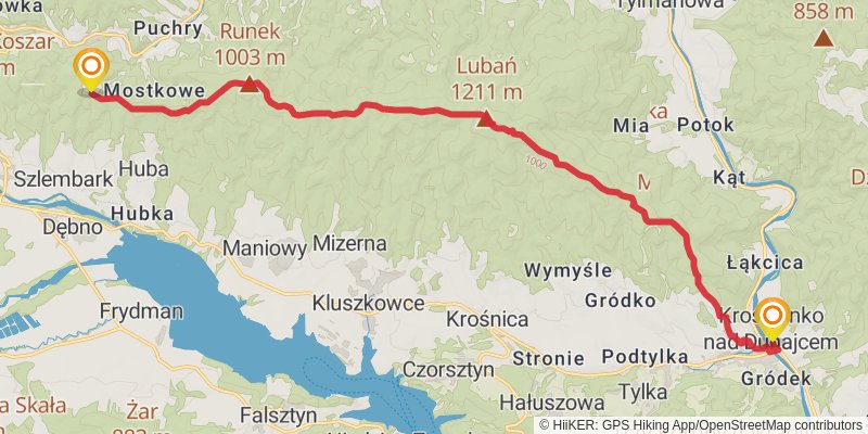 Main Beskid Trail stage 12 Map