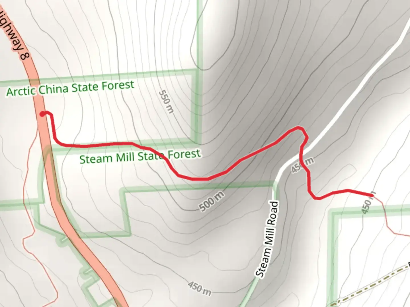 An image depicting the trail Delaware State Forest via Finger Lakes Trail and its surrounding area.