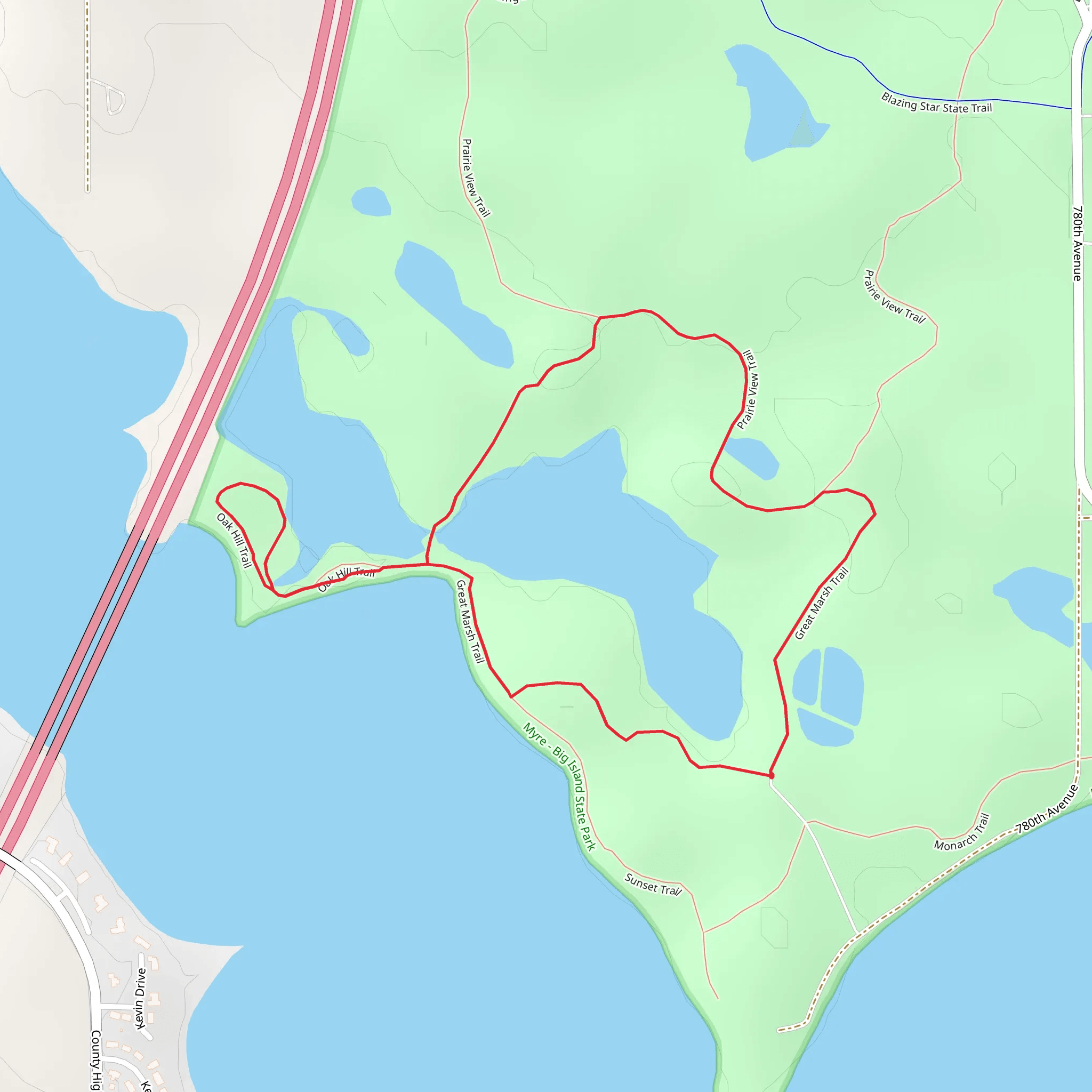 Oak Hill and Great Marsh Loop Trail mobile static map