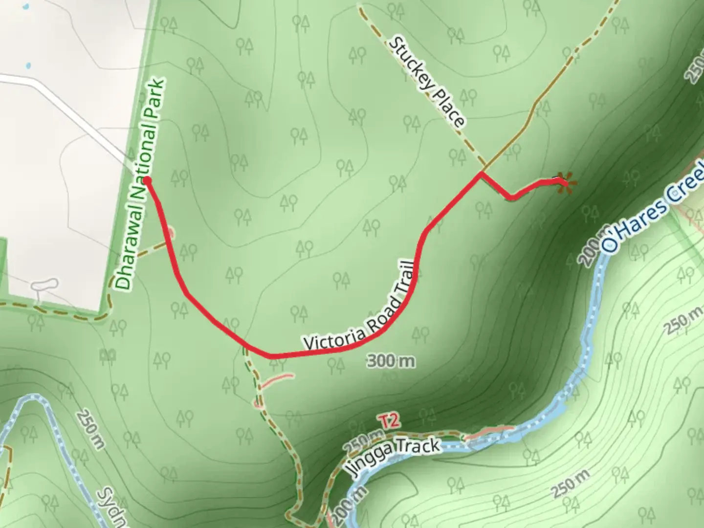 An image depicting the trail O’Hares Creek Lookout Track and its surrounding area.