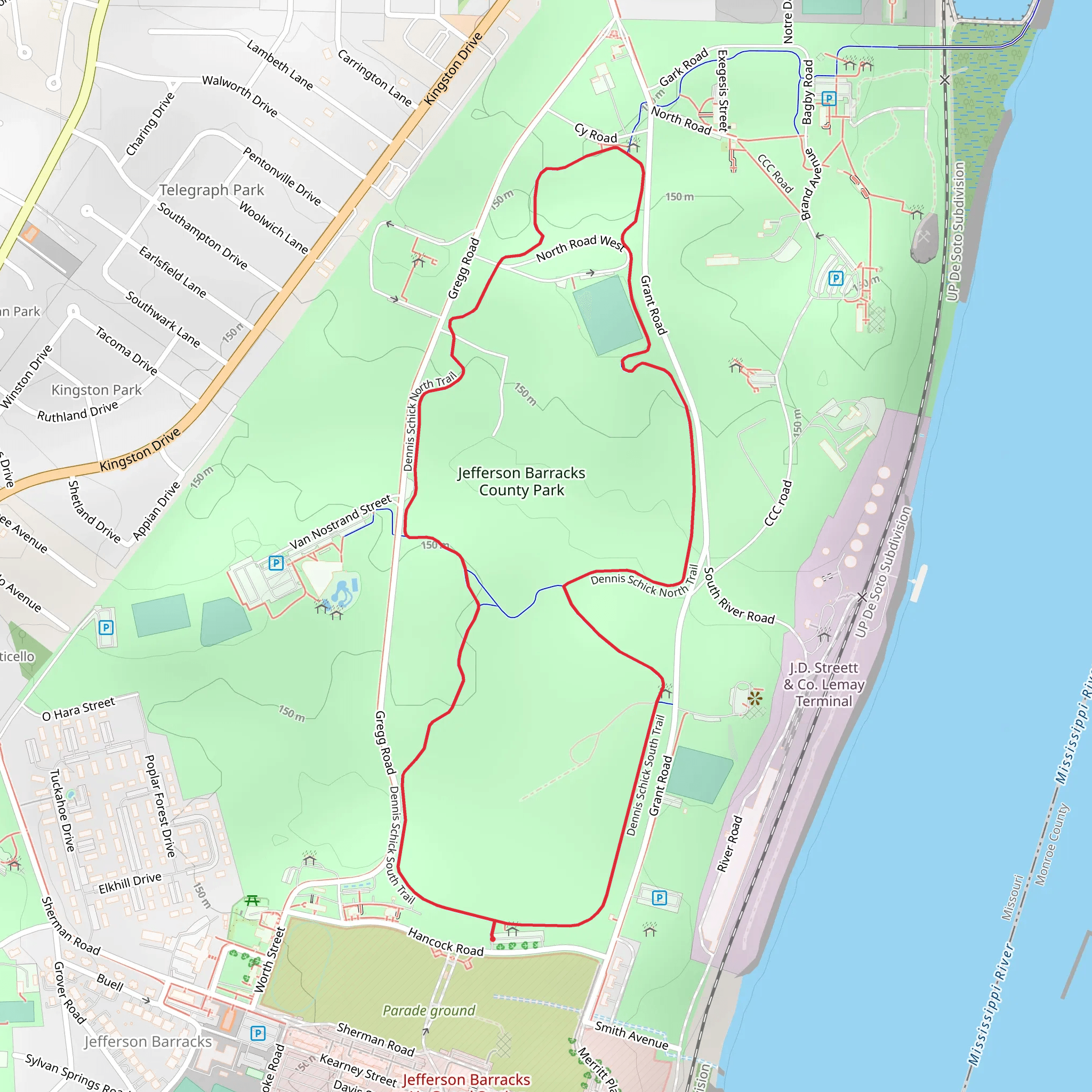 Jefferson Barracks County Park Loop mobile static map