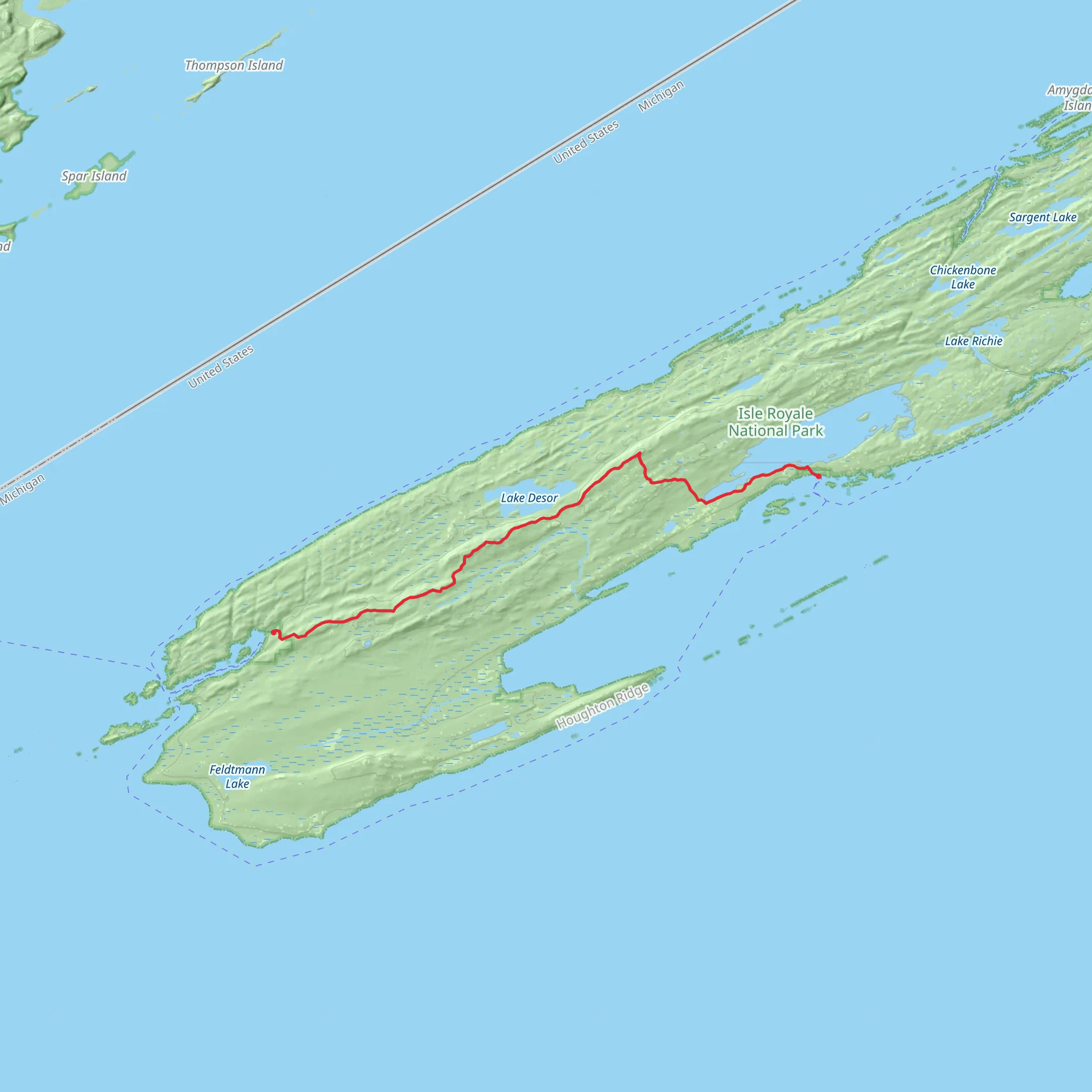 Greenstone Ridge and Ishpeming Trail from Windigo mobile static map