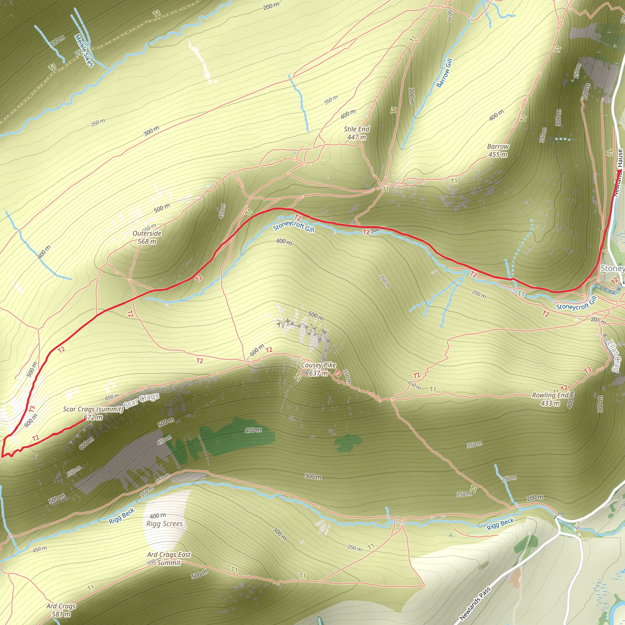 Scar Crags mobile static map