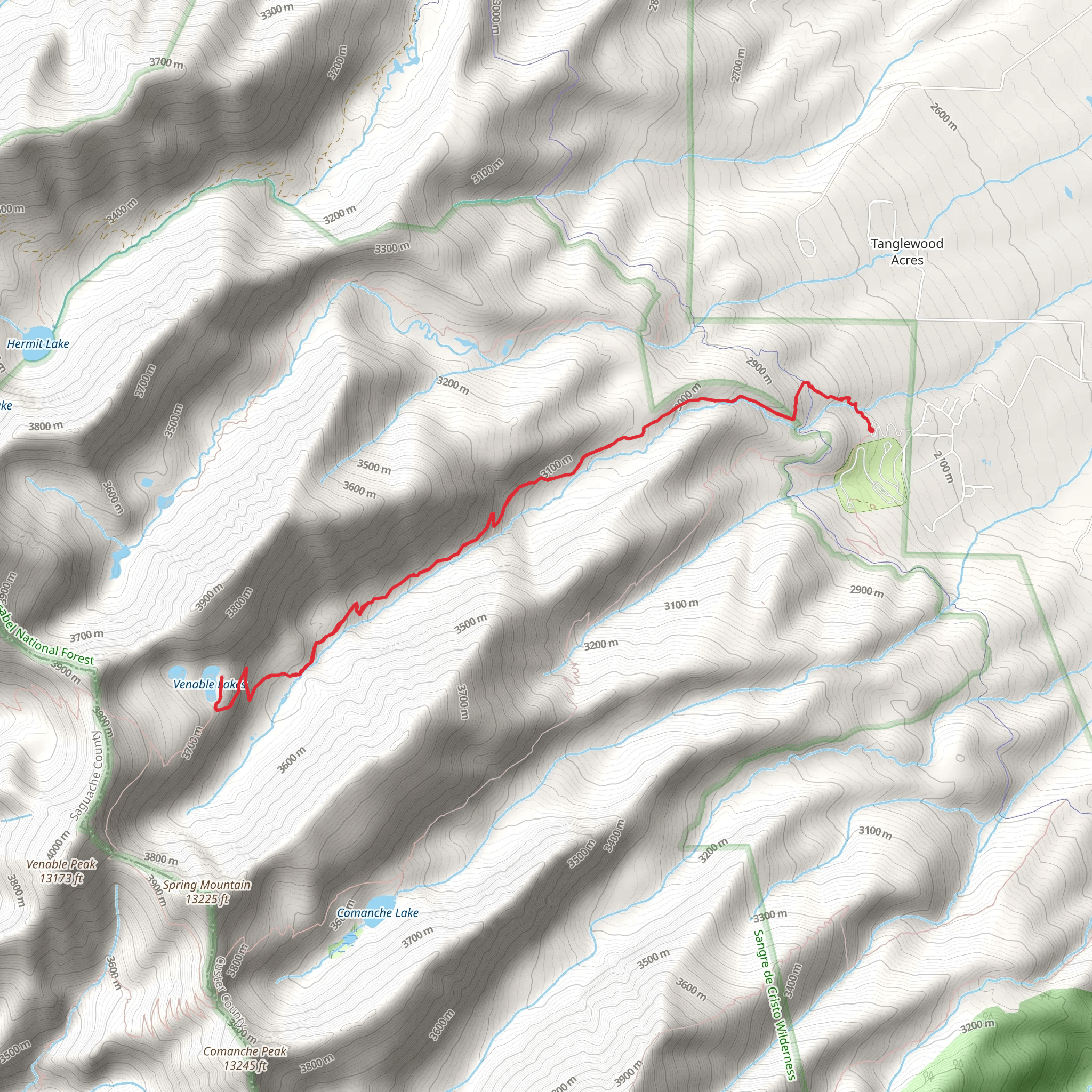 Venable Lakes via Venable Trail mobile static map
