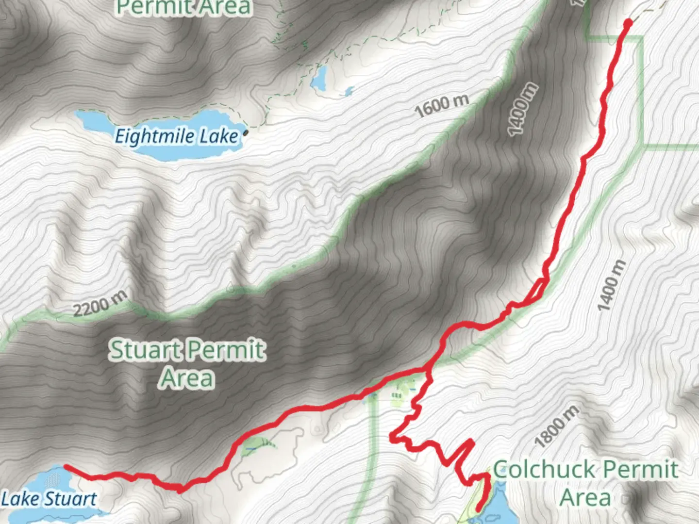 An image depicting the trail Lake Stuart and Colchuck Lake Trail and its surrounding area.