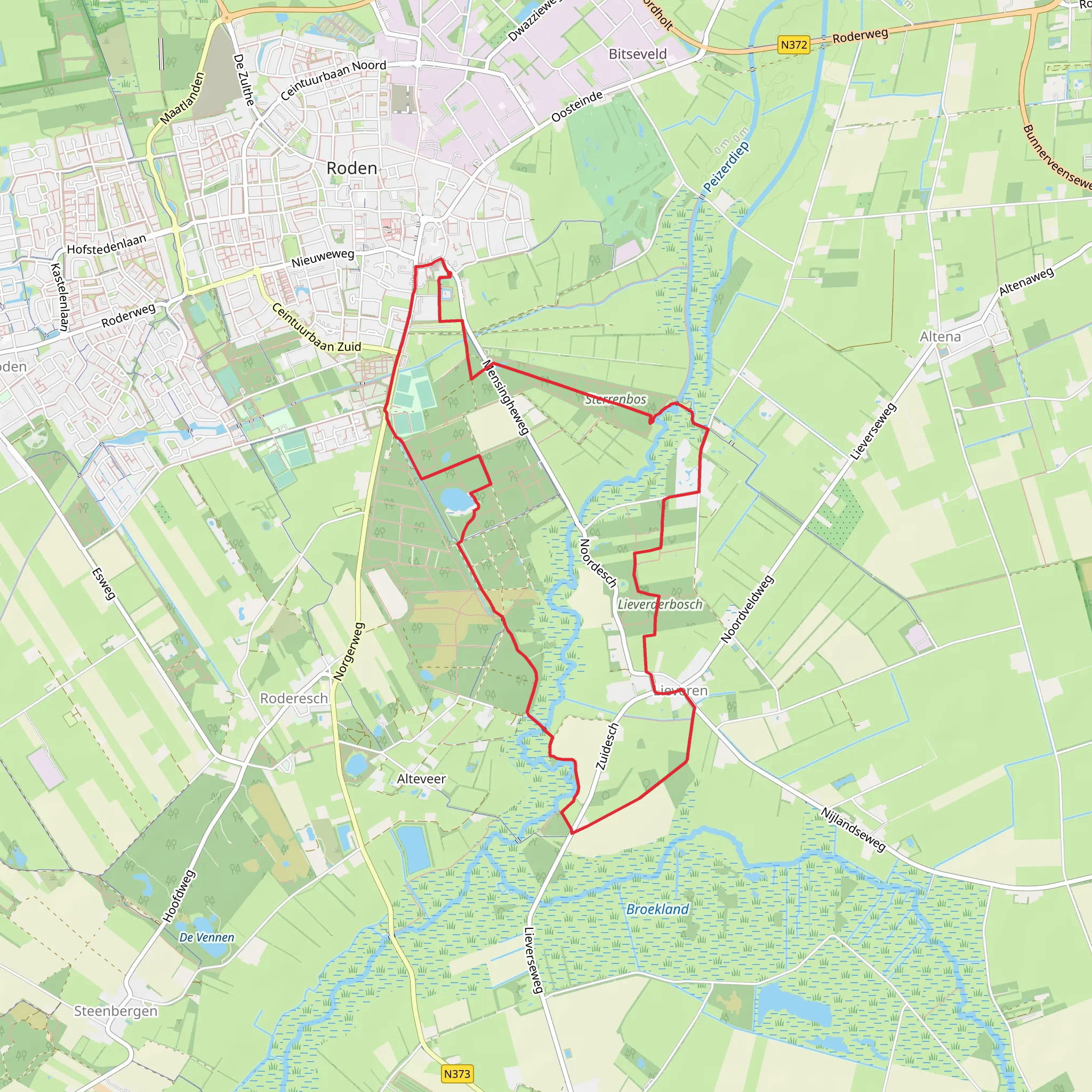 Mensingebos, Lieverderbosch and Sterrebos Loop mobile static map