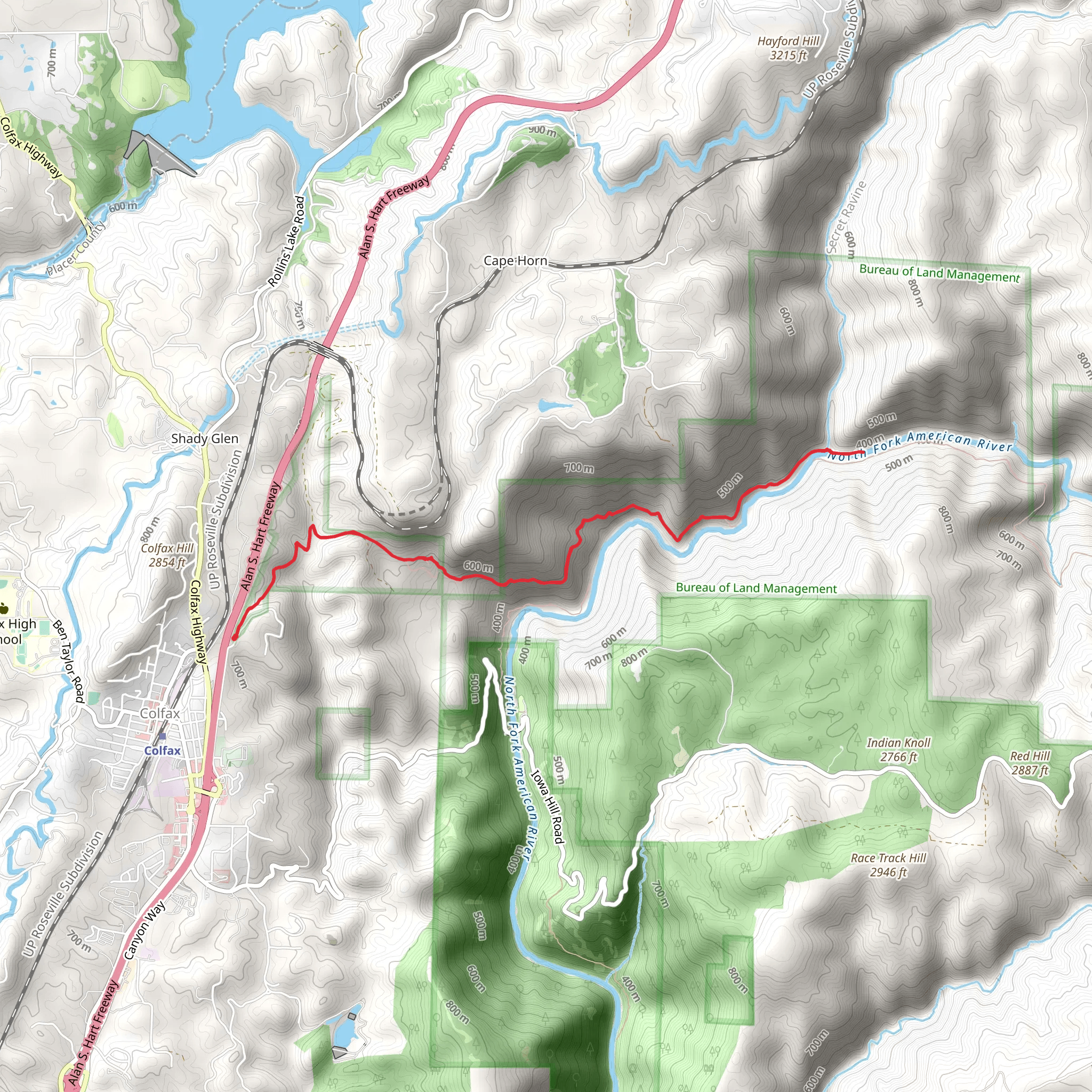 North Fork American River mobile static map