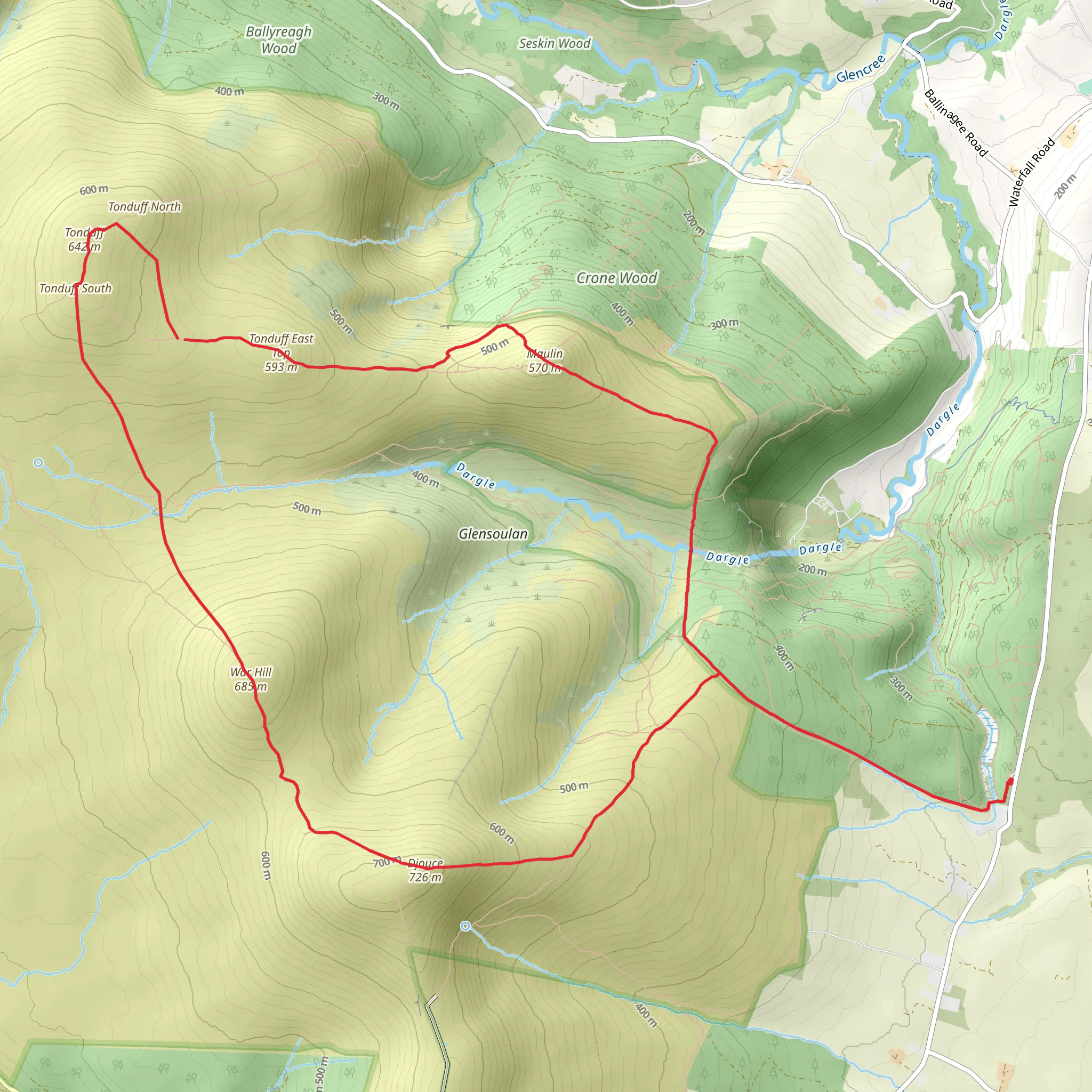 Tonduff and War Hill Loop mobile static map
