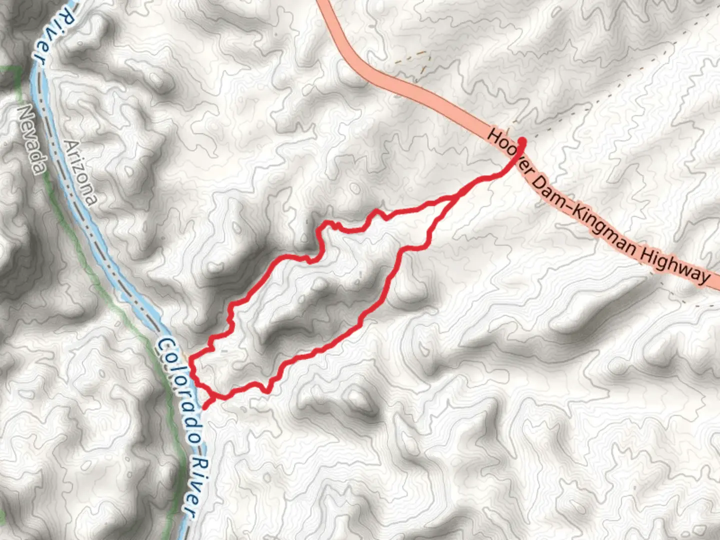 An image depicting the trail White Rock Canyon Trail and Arizona Hot Springs Trail Loop and its surrounding area.