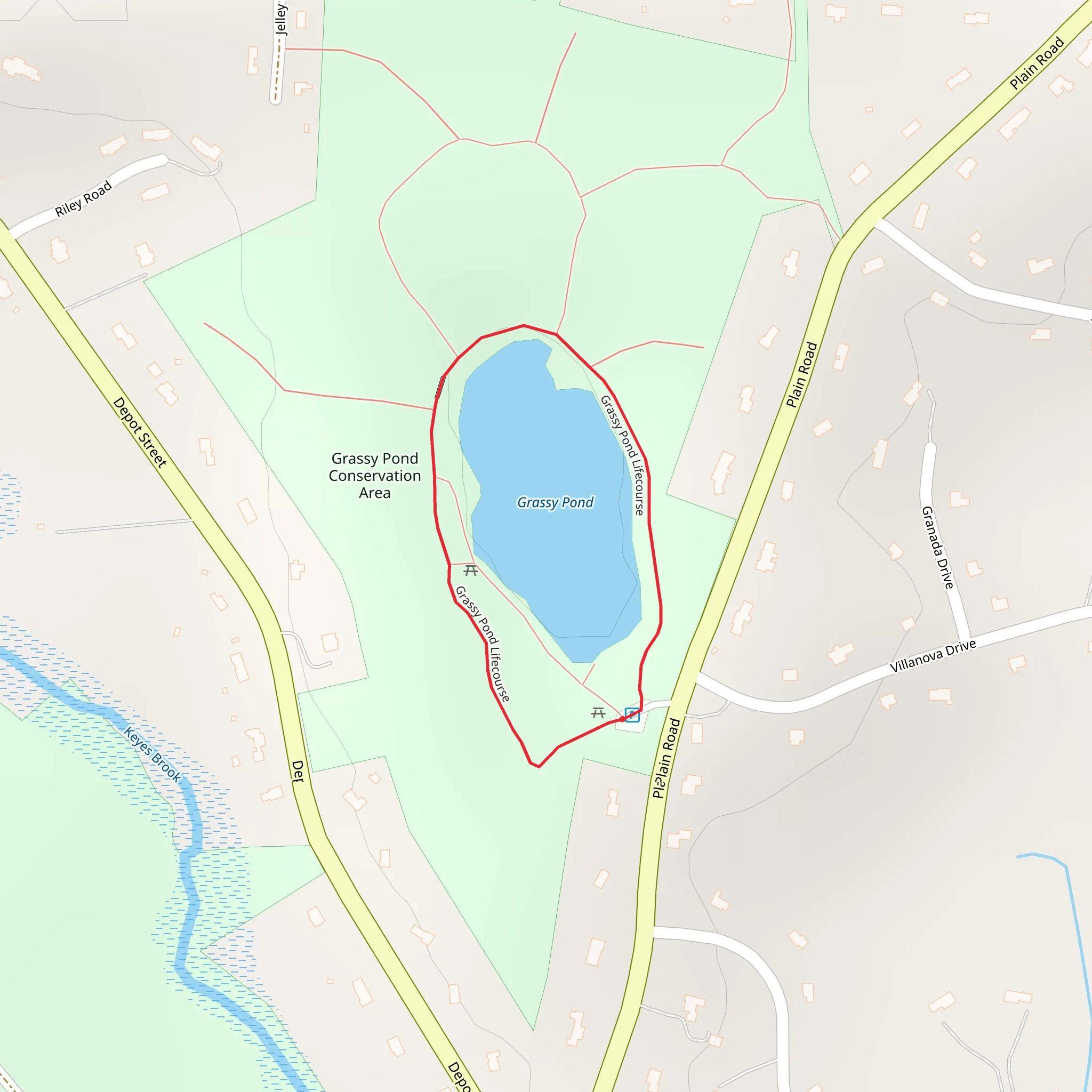 Grassy Pond via Grassy Pond Lifecourse mobile static map