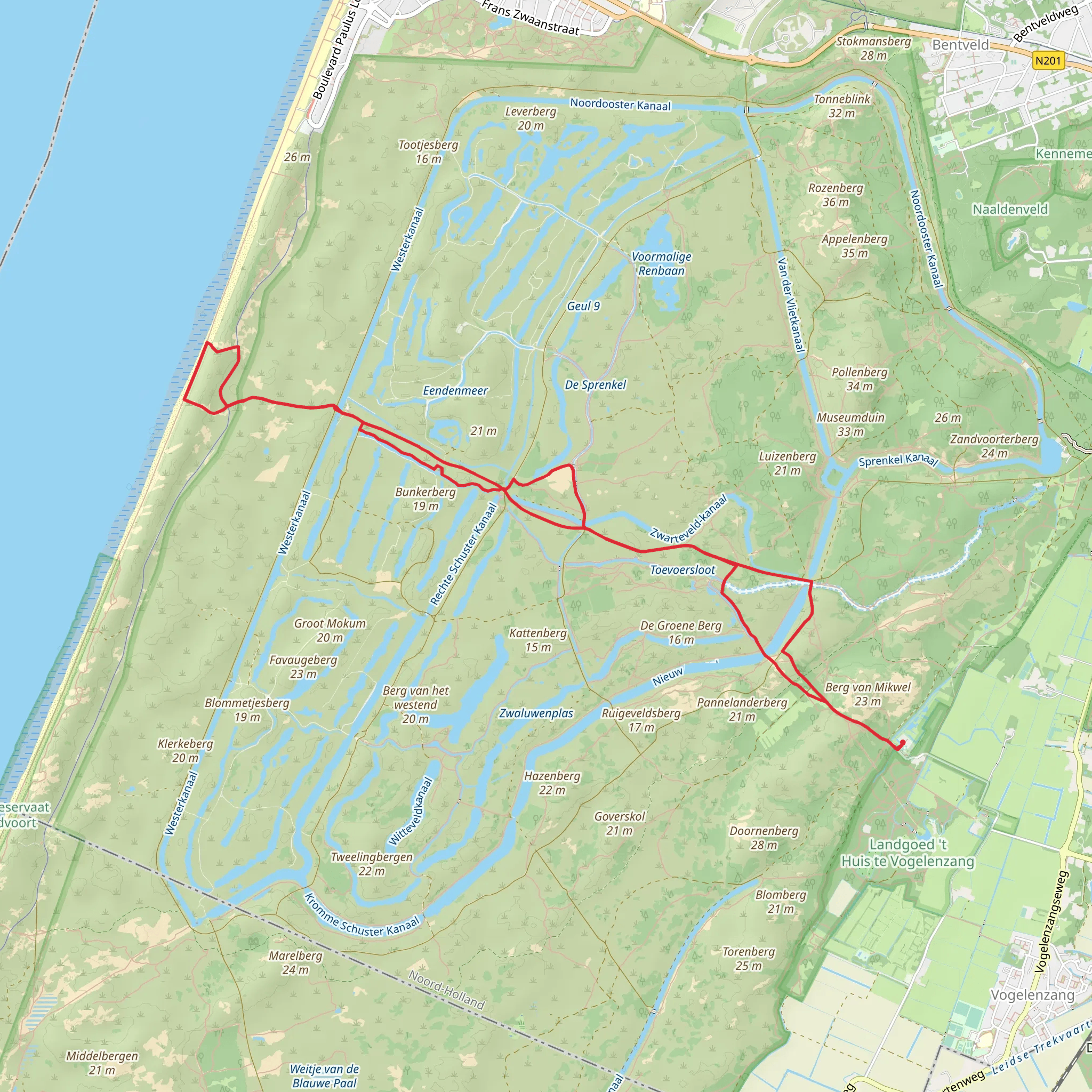 Strand Weg, Duizendmeter Weg and Naturist Beach Zandvoort mobile static map